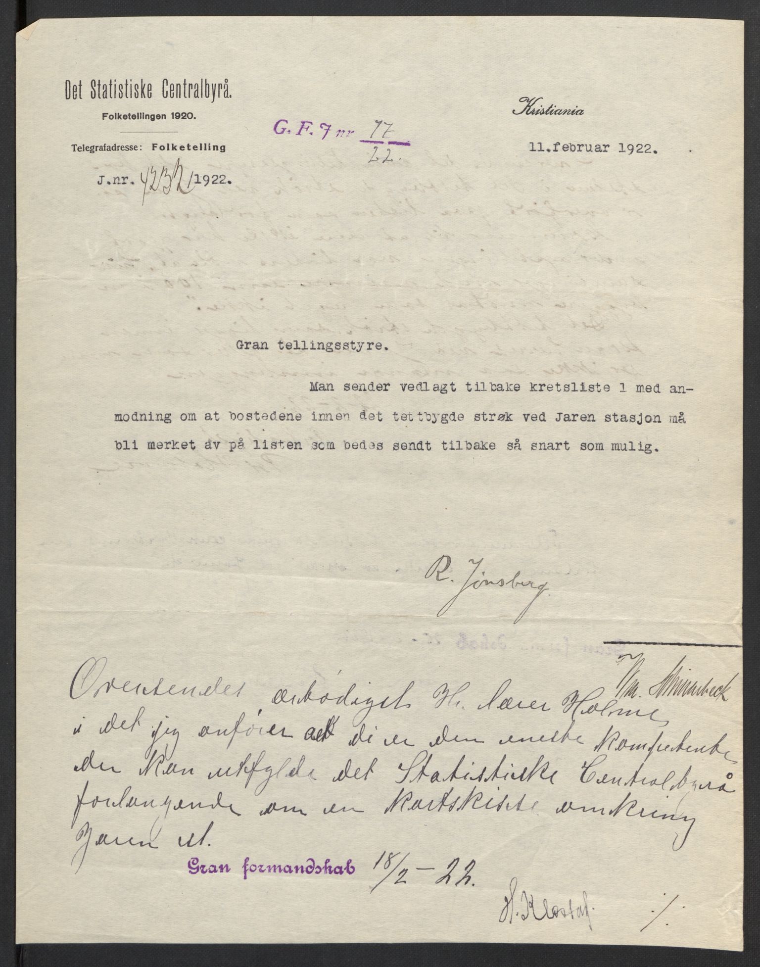 SAH, Folketelling 1920 for 0534 Gran herred, 1920, s. 3
