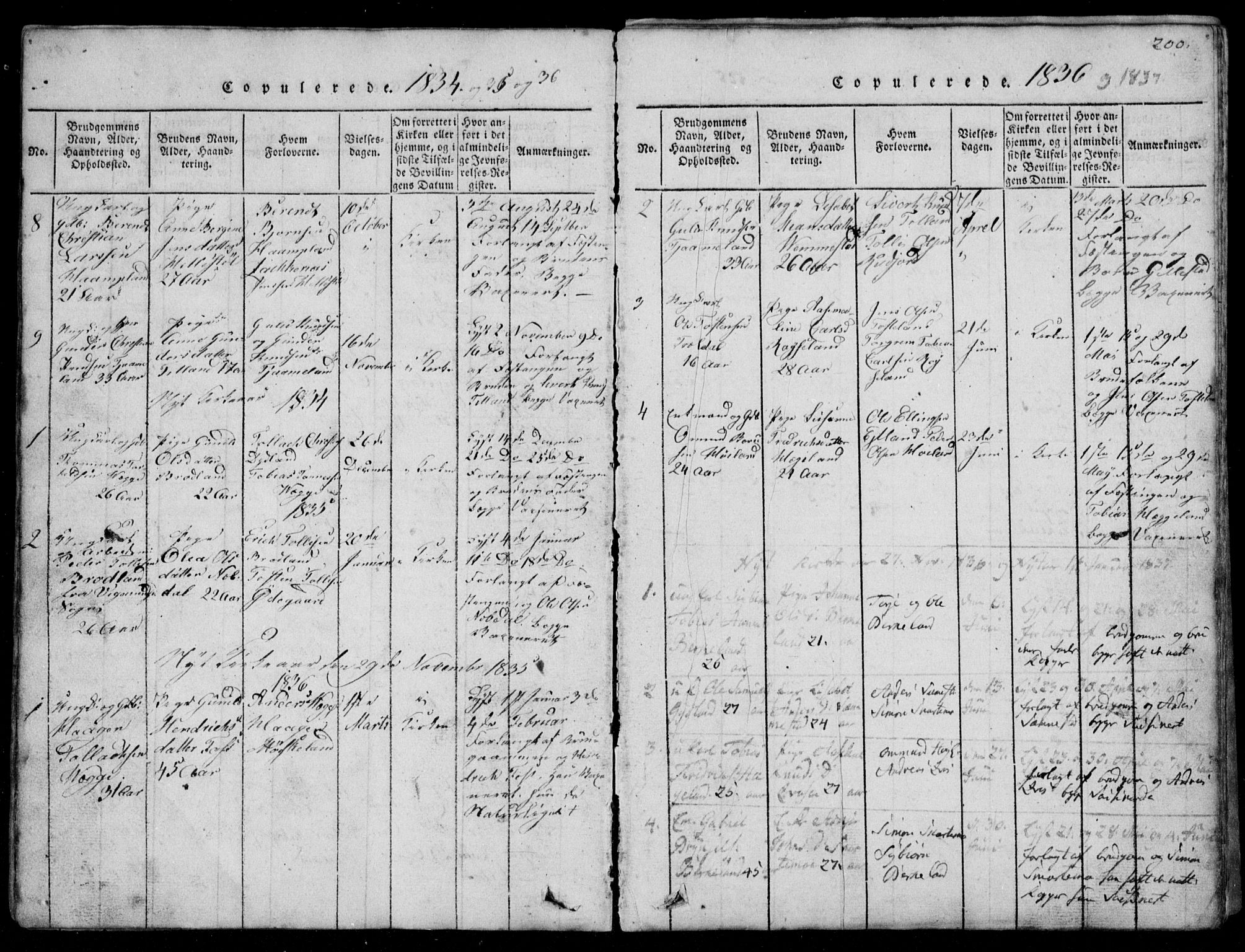 Lyngdal sokneprestkontor, AV/SAK-1111-0029/F/Fb/Fbb/L0001: Klokkerbok nr. B 1, 1816-1900, s. 200