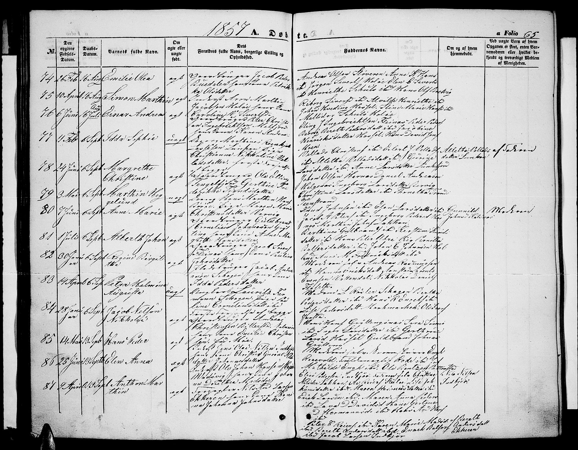 Ministerialprotokoller, klokkerbøker og fødselsregistre - Nordland, AV/SAT-A-1459/888/L1265: Klokkerbok nr. 888C03, 1850-1863, s. 65
