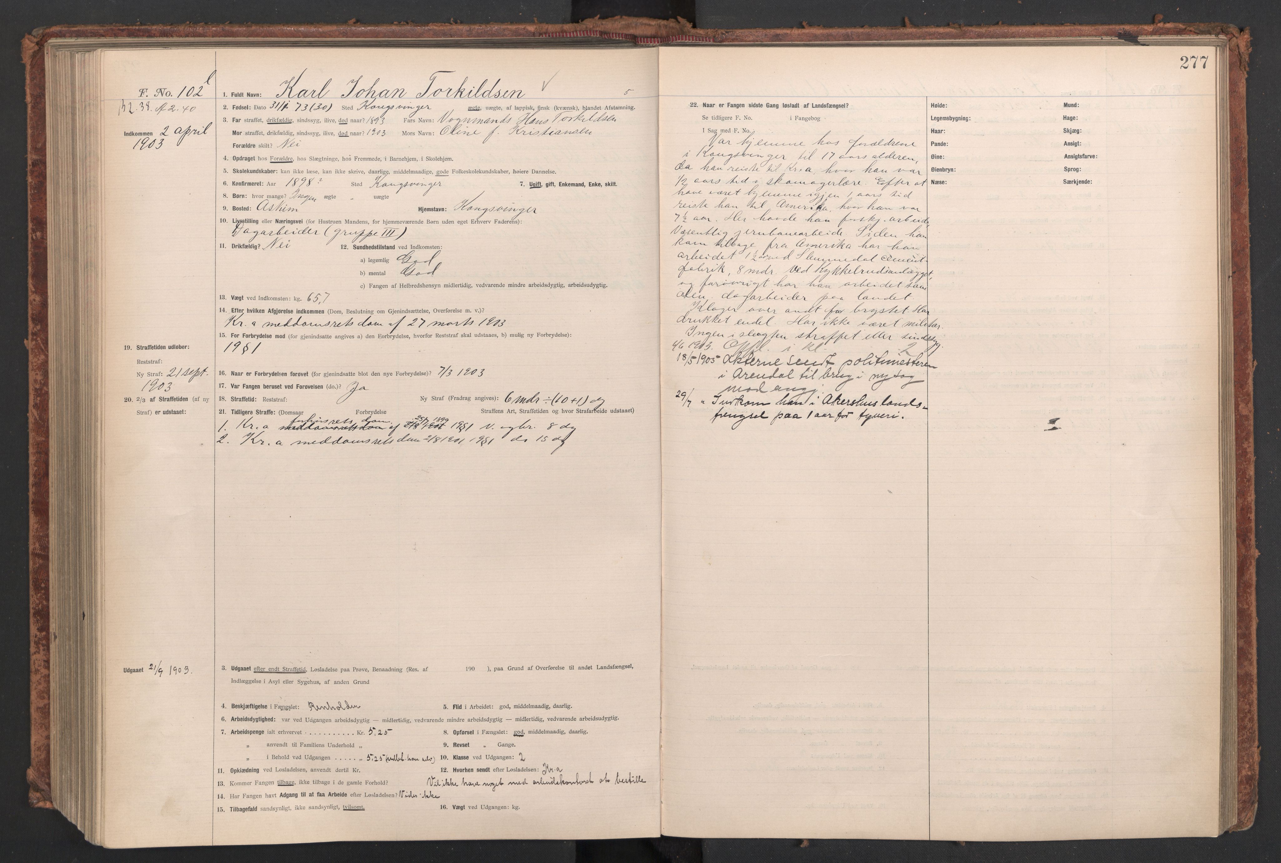 Botsfengslet, AV/RA-S-1539/D/Db/Dbb/L0037: 826k - 177l, 1902-1903, s. 277