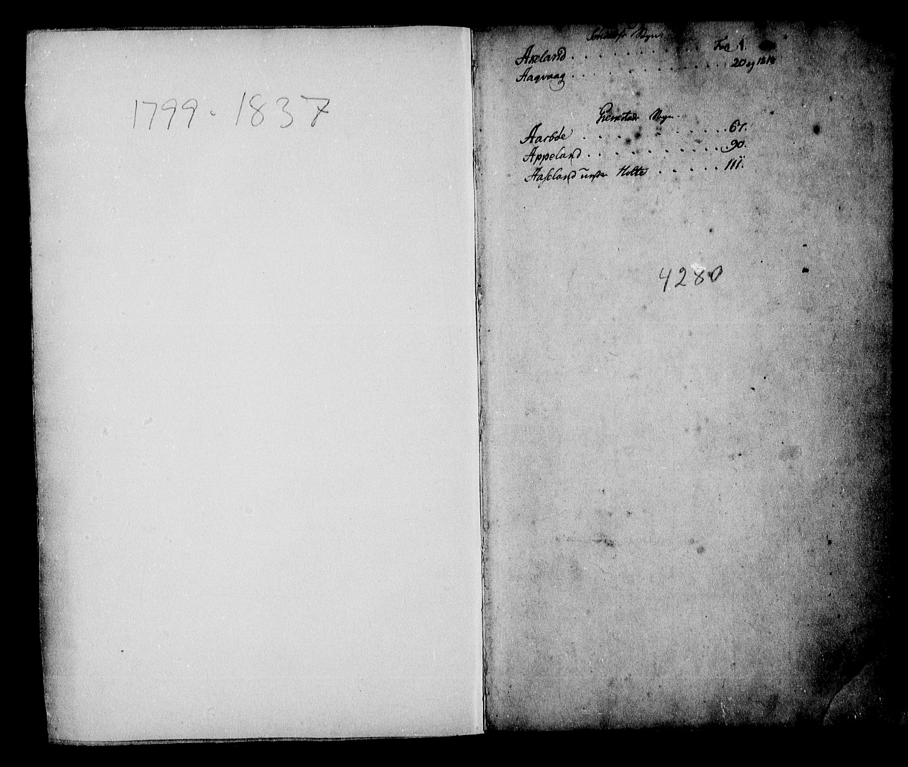 Holt sorenskriveri, SAK/1221-0002/G/Ga/L0014: Panteregister nr. 14, 1799-1837
