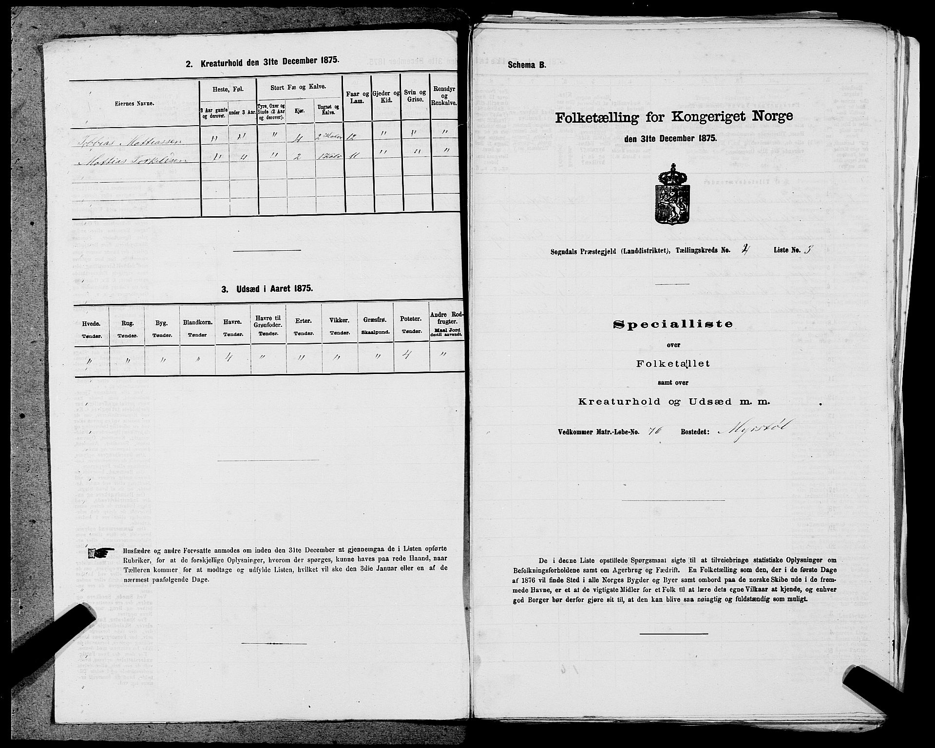 SAST, Folketelling 1875 for 1111L Sokndal prestegjeld, Sokndal landsokn, 1875, s. 267