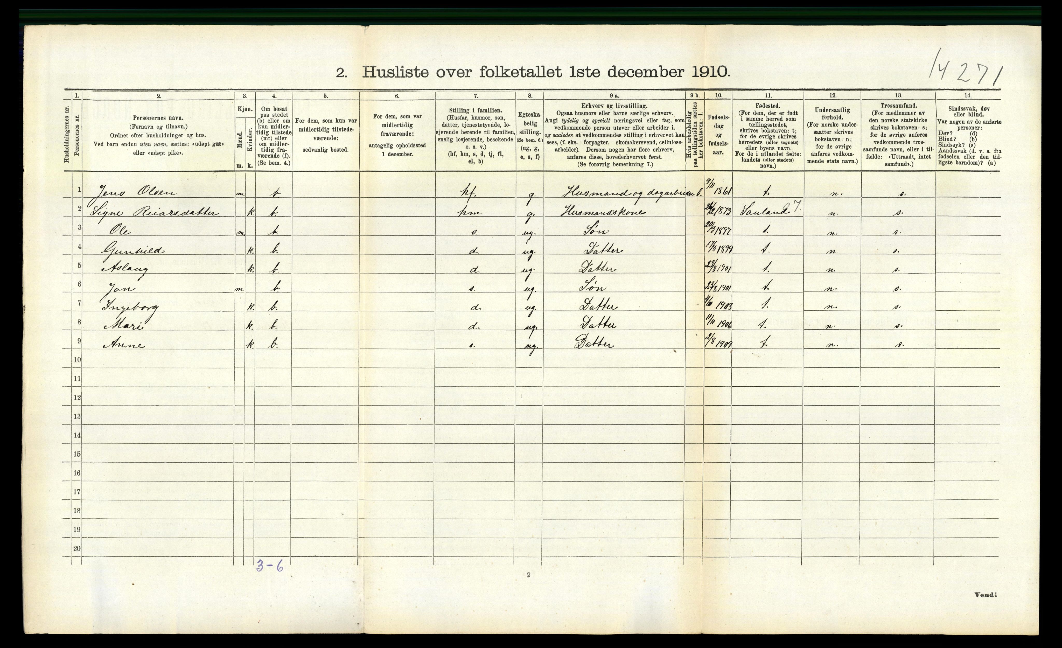 RA, Folketelling 1910 for 0824 Gransherad herred, 1910, s. 183