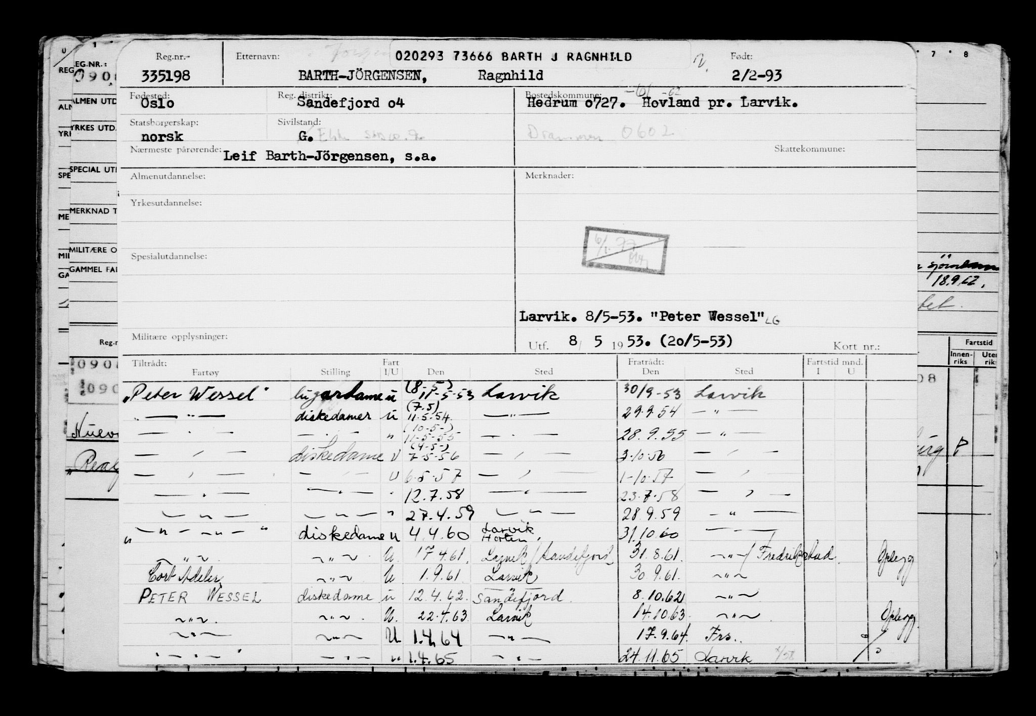 Direktoratet for sjømenn, AV/RA-S-3545/G/Gb/L0013: Hovedkort, 1893, s. 1