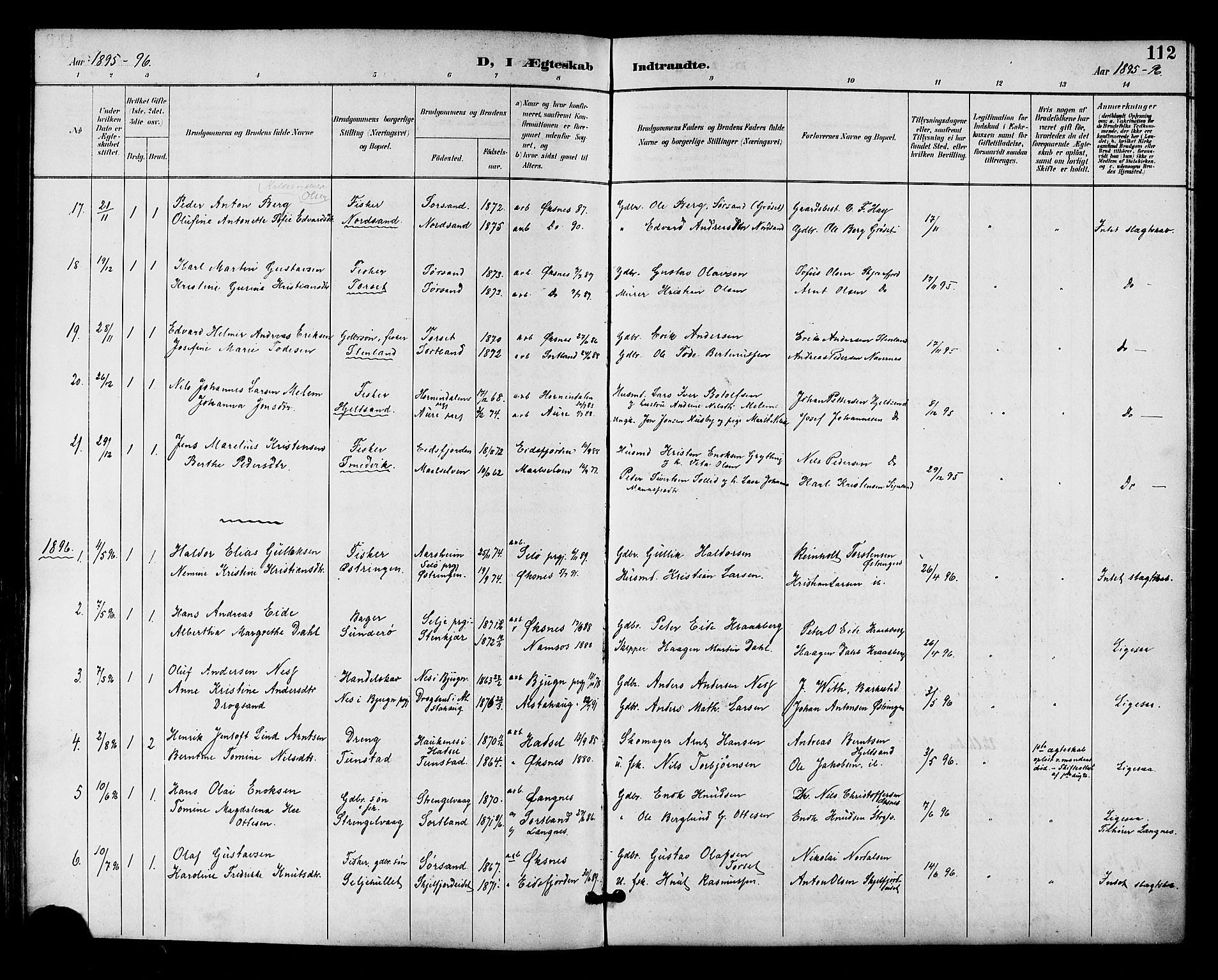 Ministerialprotokoller, klokkerbøker og fødselsregistre - Nordland, SAT/A-1459/893/L1338: Ministerialbok nr. 893A10, 1894-1903, s. 112