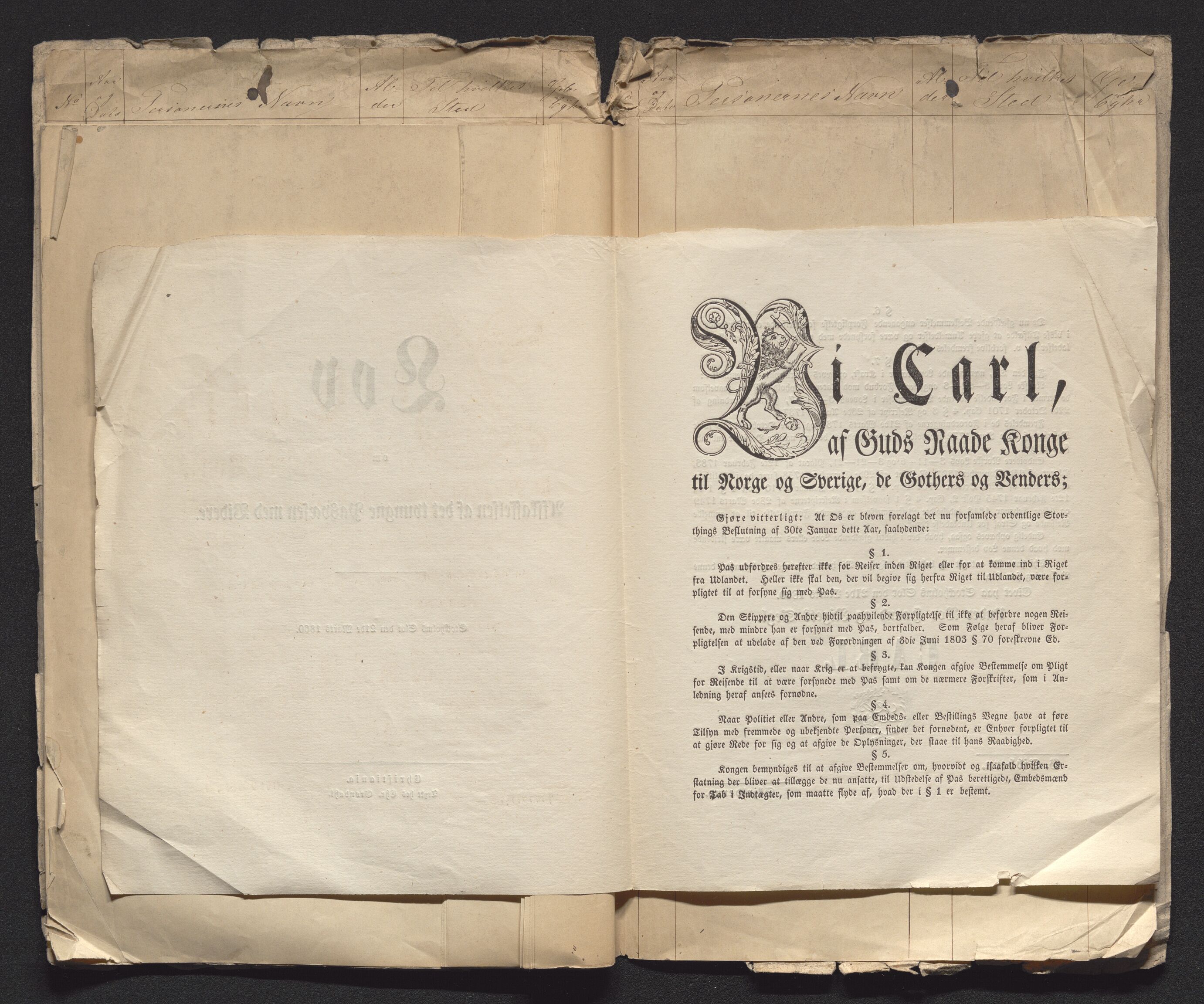Hallingdal fogderi, AV/SAKO-A-730/J/Ja/L0001/0001: Passjournal og dokumenter vedrørende skyss / Passjournal, 1856-1865