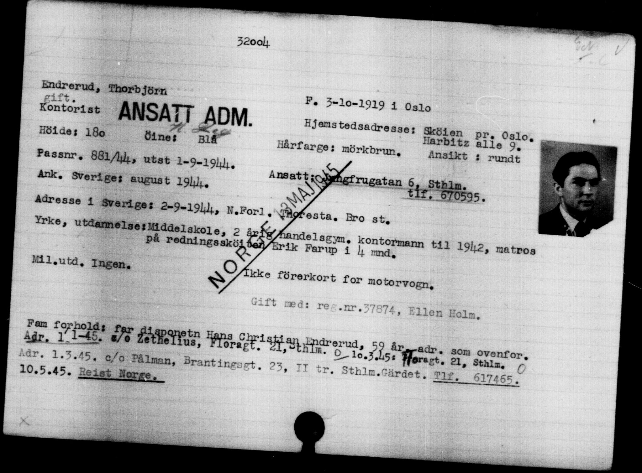 Den Kgl. Norske Legasjons Flyktningskontor, AV/RA-S-6753/V/Va/L0013: Kjesäterkartoteket.  Flyktningenr. 31500-34731, 1940-1945, s. 557