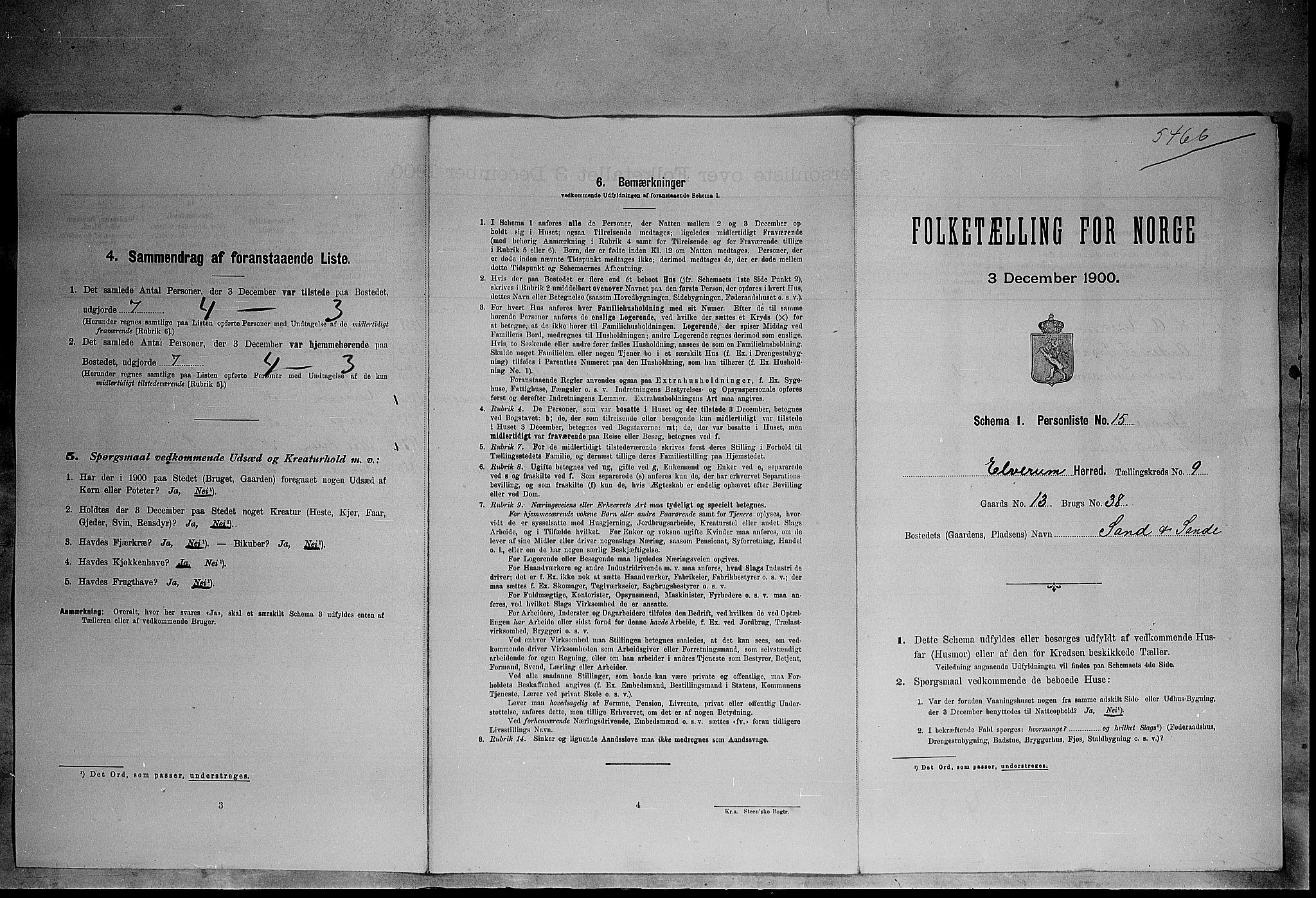 SAH, Folketelling 1900 for 0427 Elverum herred, 1900, s. 1135