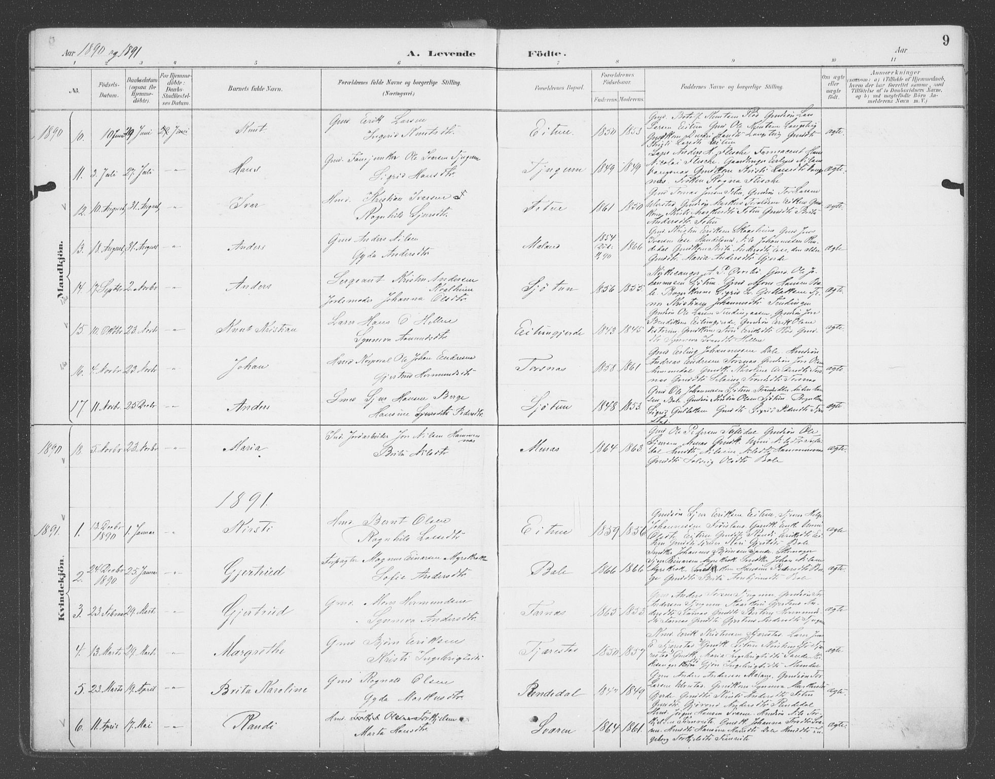 Balestrand sokneprestembete, AV/SAB-A-79601/H/Haa/Haab/L0001: Ministerialbok nr. B  1, 1889-1910, s. 9