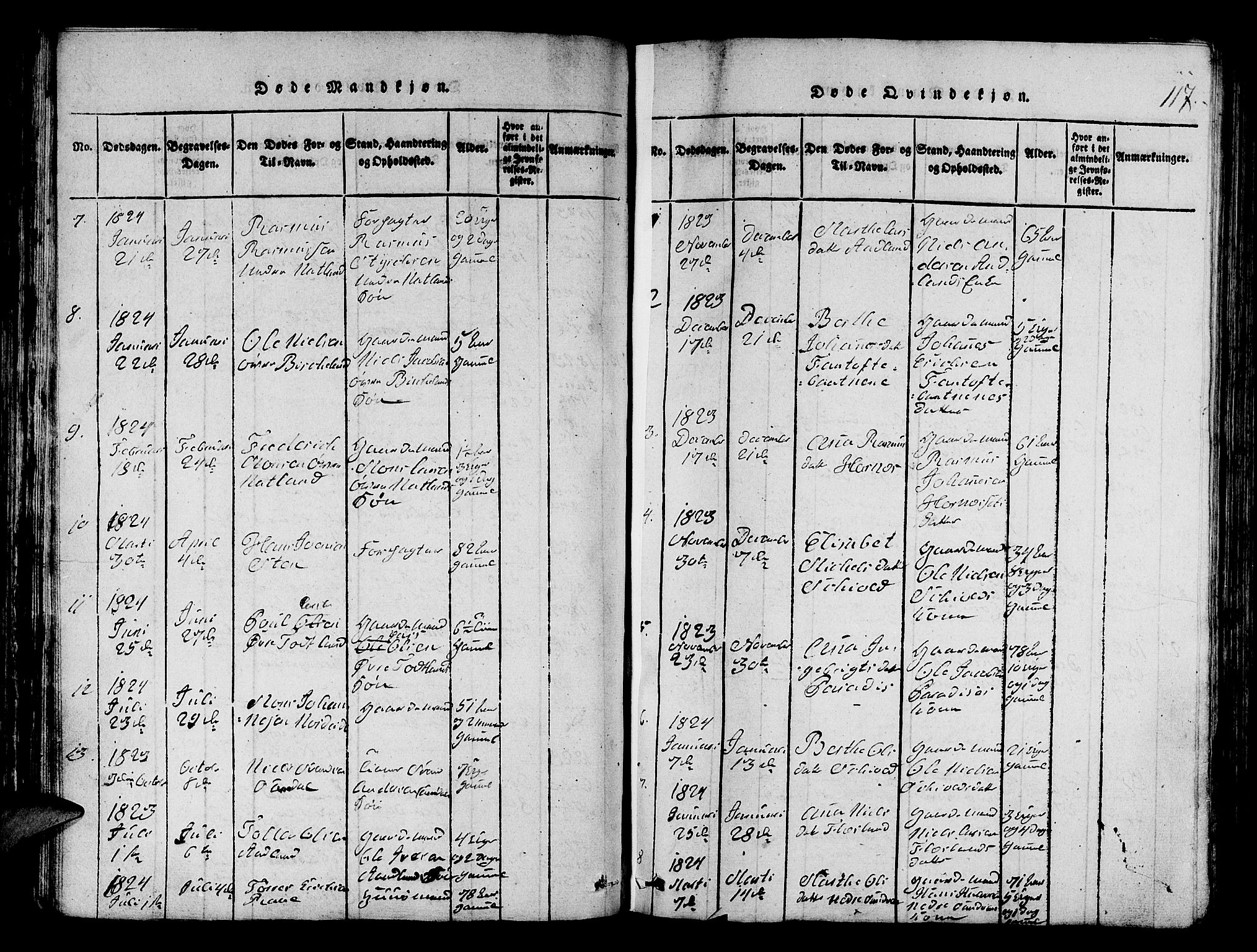 Fana Sokneprestembete, AV/SAB-A-75101/H/Hab/Haba/L0001: Klokkerbok nr. A 1, 1816-1836, s. 117