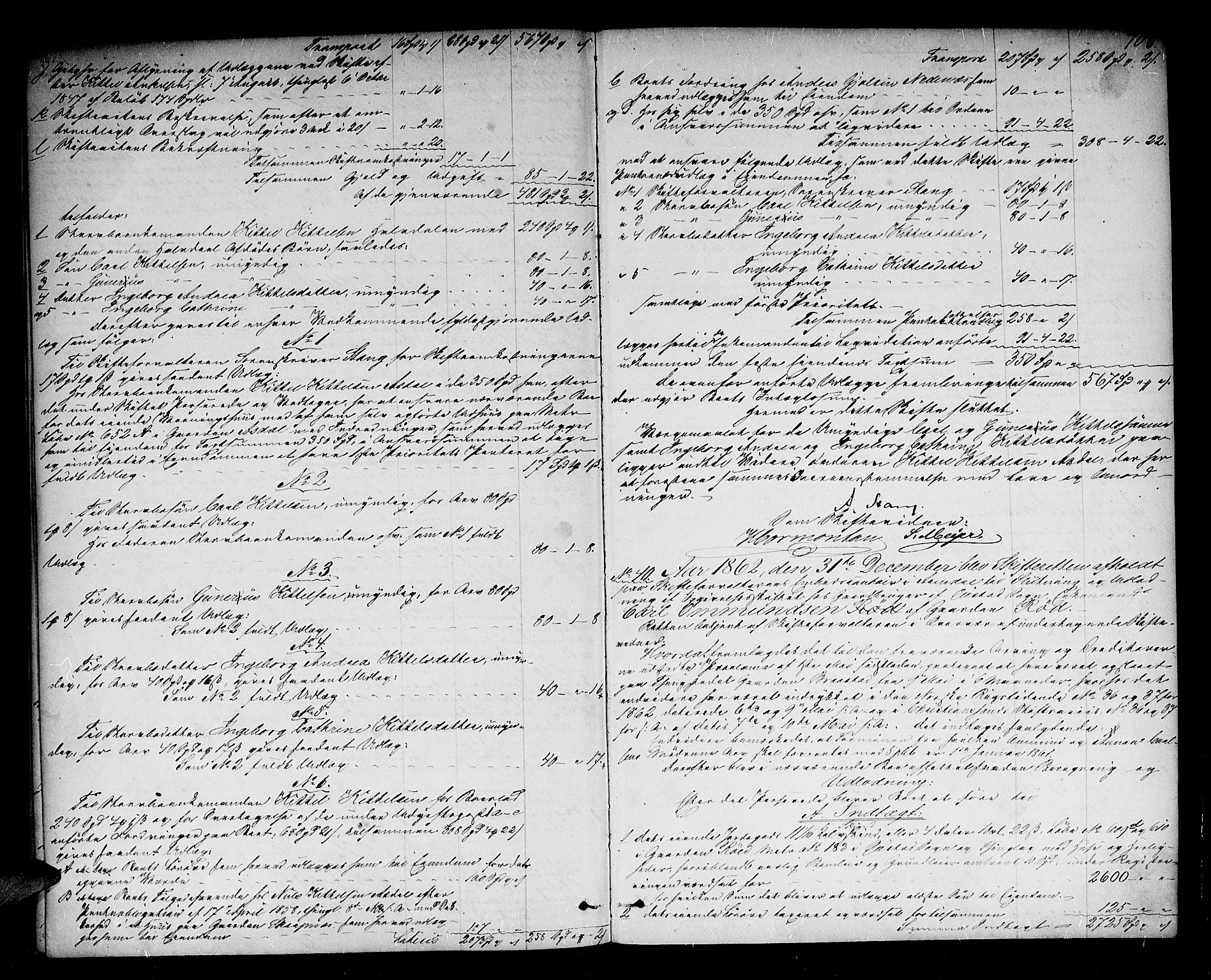 Nedenes sorenskriveri, SAK/1221-0006/H/Hc/L0015: Skifteutlodningsprotokoll nr 1 med register, 1852-1862, s. 705b-706a