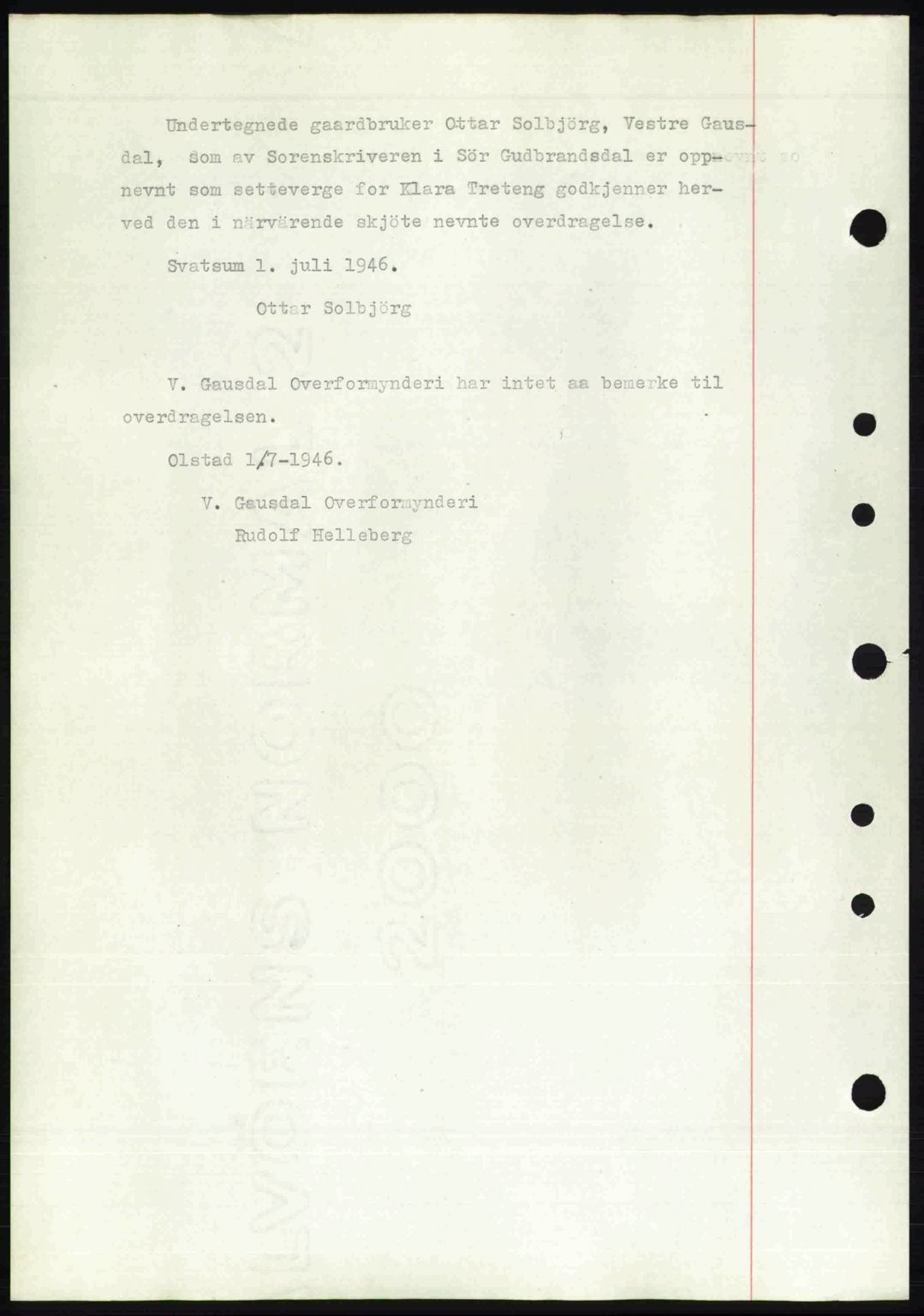 Sør-Gudbrandsdal tingrett, SAH/TING-004/H/Hb/Hbd/L0015: Pantebok nr. A15, 1945-1946, Dagboknr: 715/1946