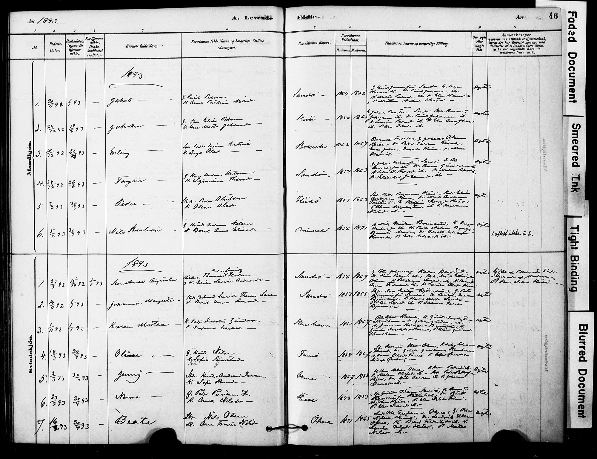 Ministerialprotokoller, klokkerbøker og fødselsregistre - Møre og Romsdal, AV/SAT-A-1454/561/L0729: Ministerialbok nr. 561A03, 1878-1900, s. 46