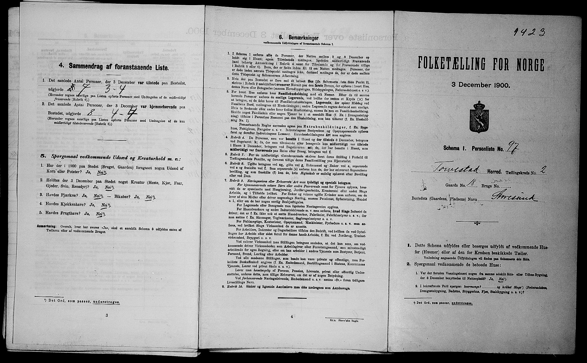 SAST, Folketelling 1900 for 1152 Torvastad herred, 1900, s. 434