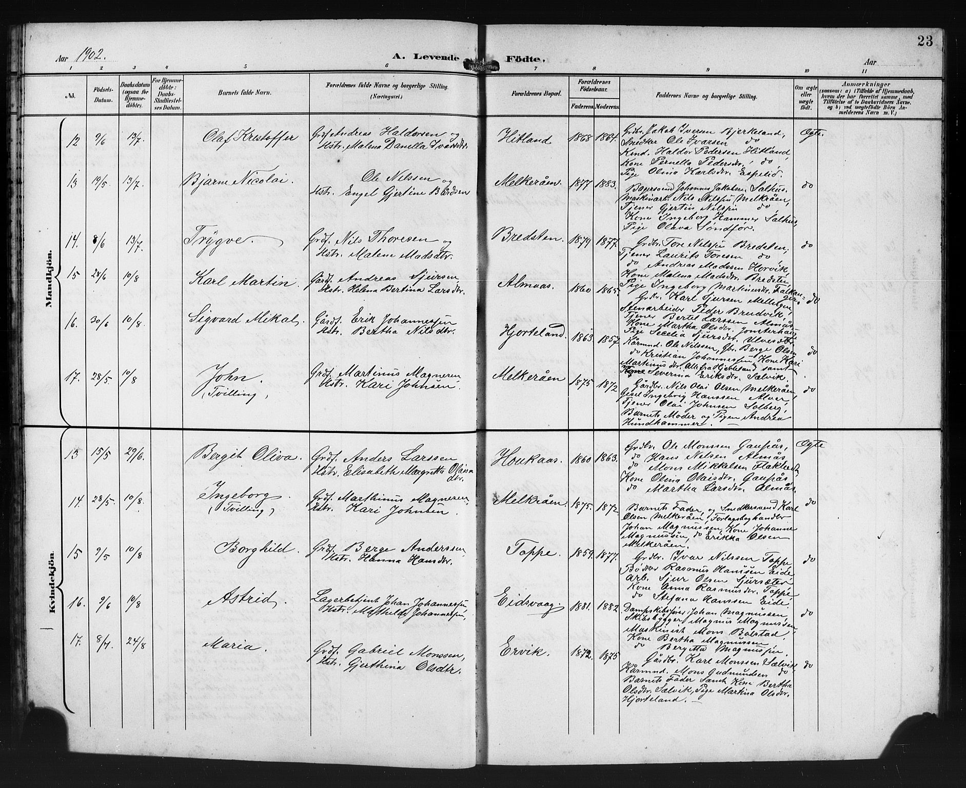 Åsane sokneprestembete, AV/SAB-A-79401/H/Hab: Klokkerbok nr. A 3, 1899-1915, s. 23