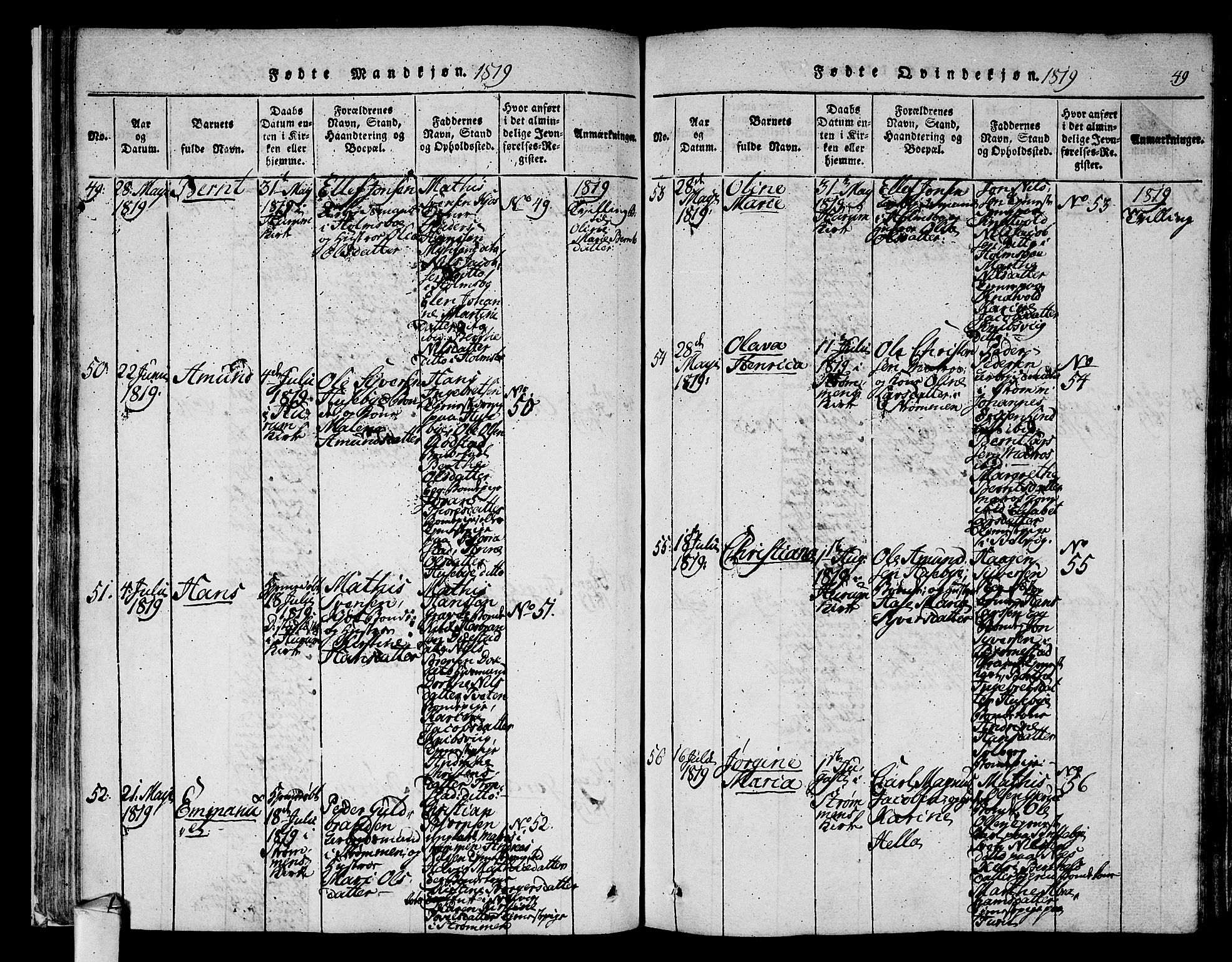 Hurum kirkebøker, AV/SAKO-A-229/F/Fa/L0009: Ministerialbok nr. 9, 1816-1826, s. 49
