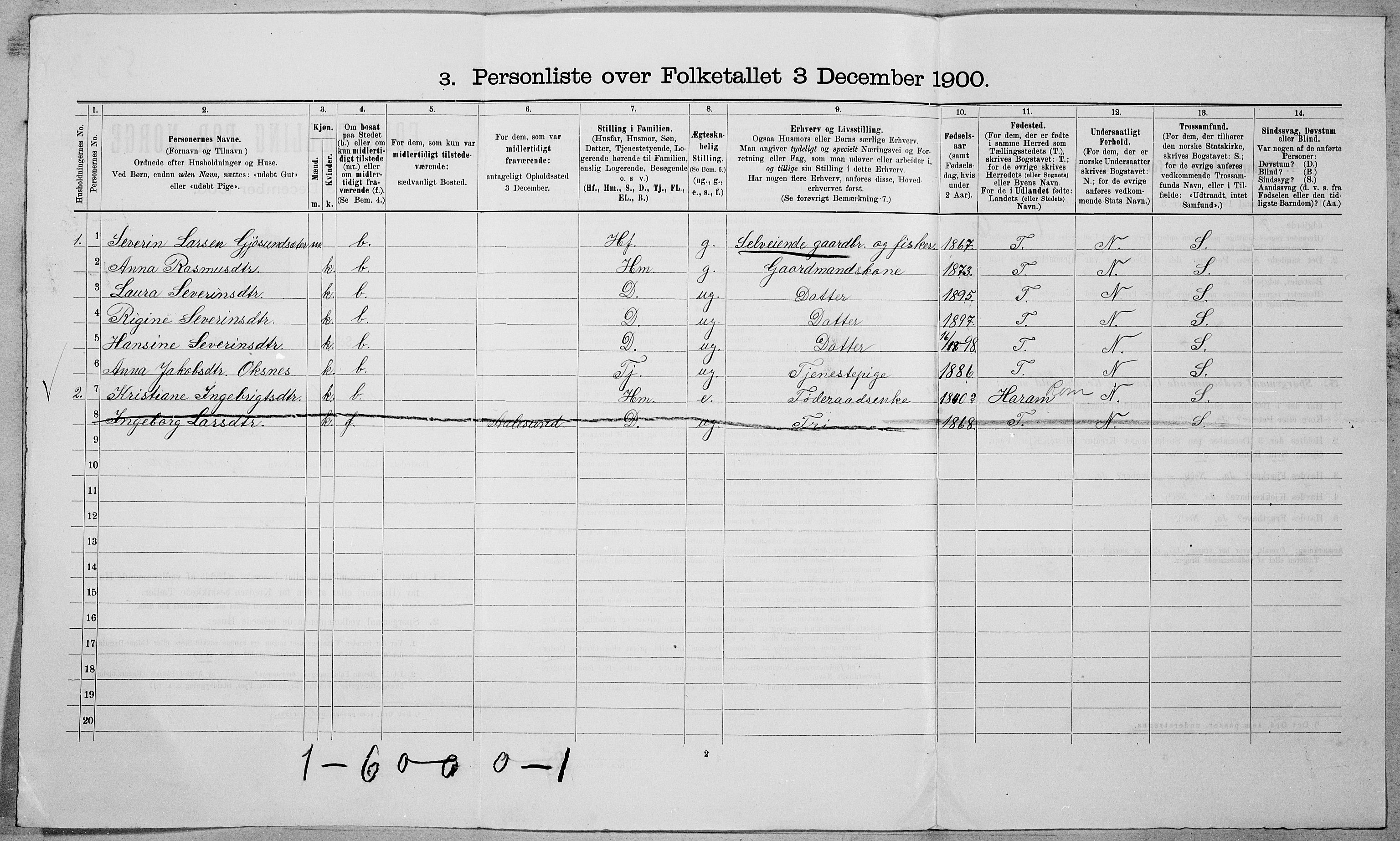 SAT, Folketelling 1900 for 1531 Borgund herred, 1900, s. 1589