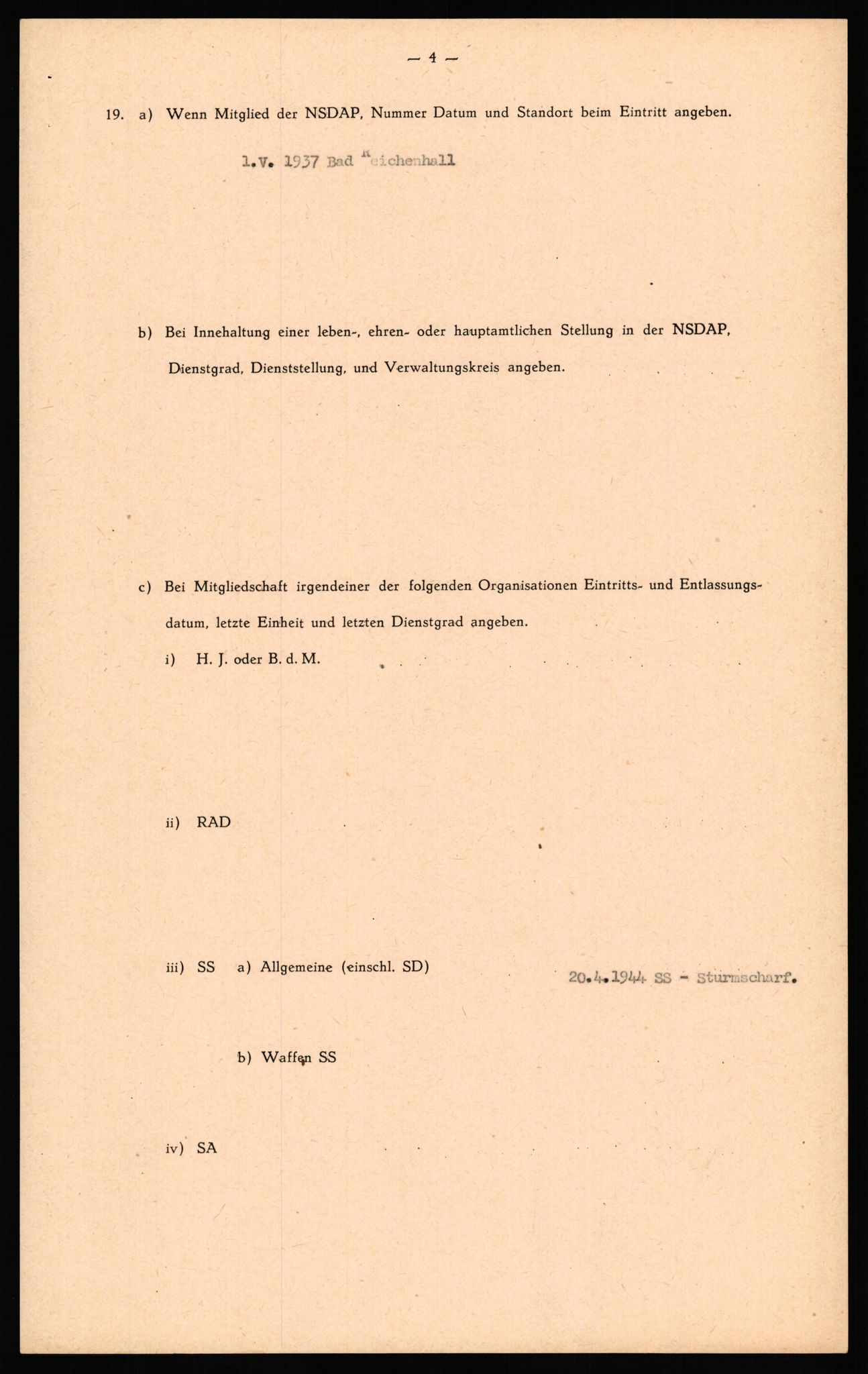 Forsvaret, Forsvarets overkommando II, RA/RAFA-3915/D/Db/L0034: CI Questionaires. Tyske okkupasjonsstyrker i Norge. Tyskere., 1945-1946, s. 316