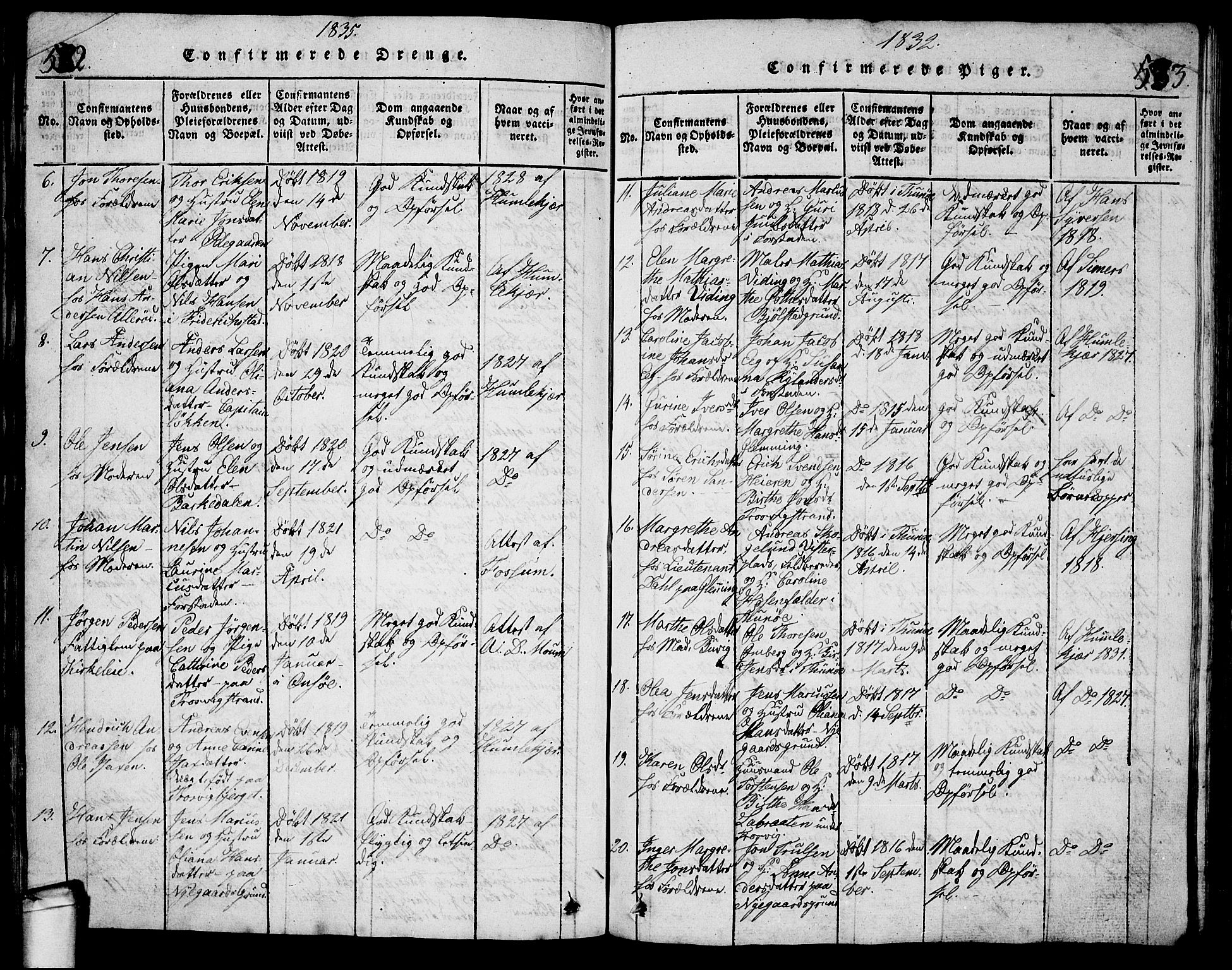 Glemmen prestekontor Kirkebøker, AV/SAO-A-10908/G/Ga/L0001: Klokkerbok nr. 1, 1816-1838, s. 532-533
