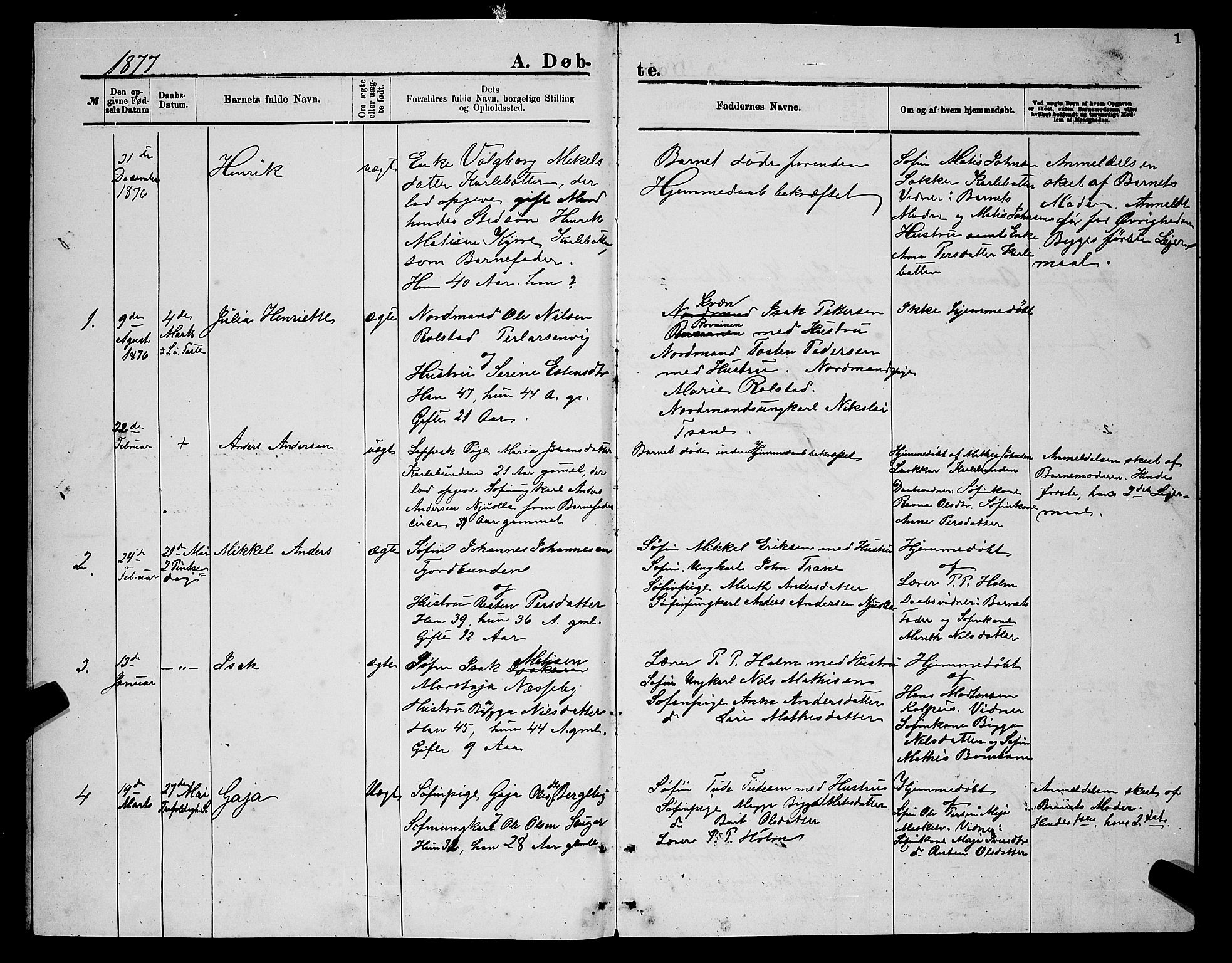 Nesseby sokneprestkontor, AV/SATØ-S-1330/H/Hb/L0004klokker: Klokkerbok nr. 4, 1877-1884, s. 1
