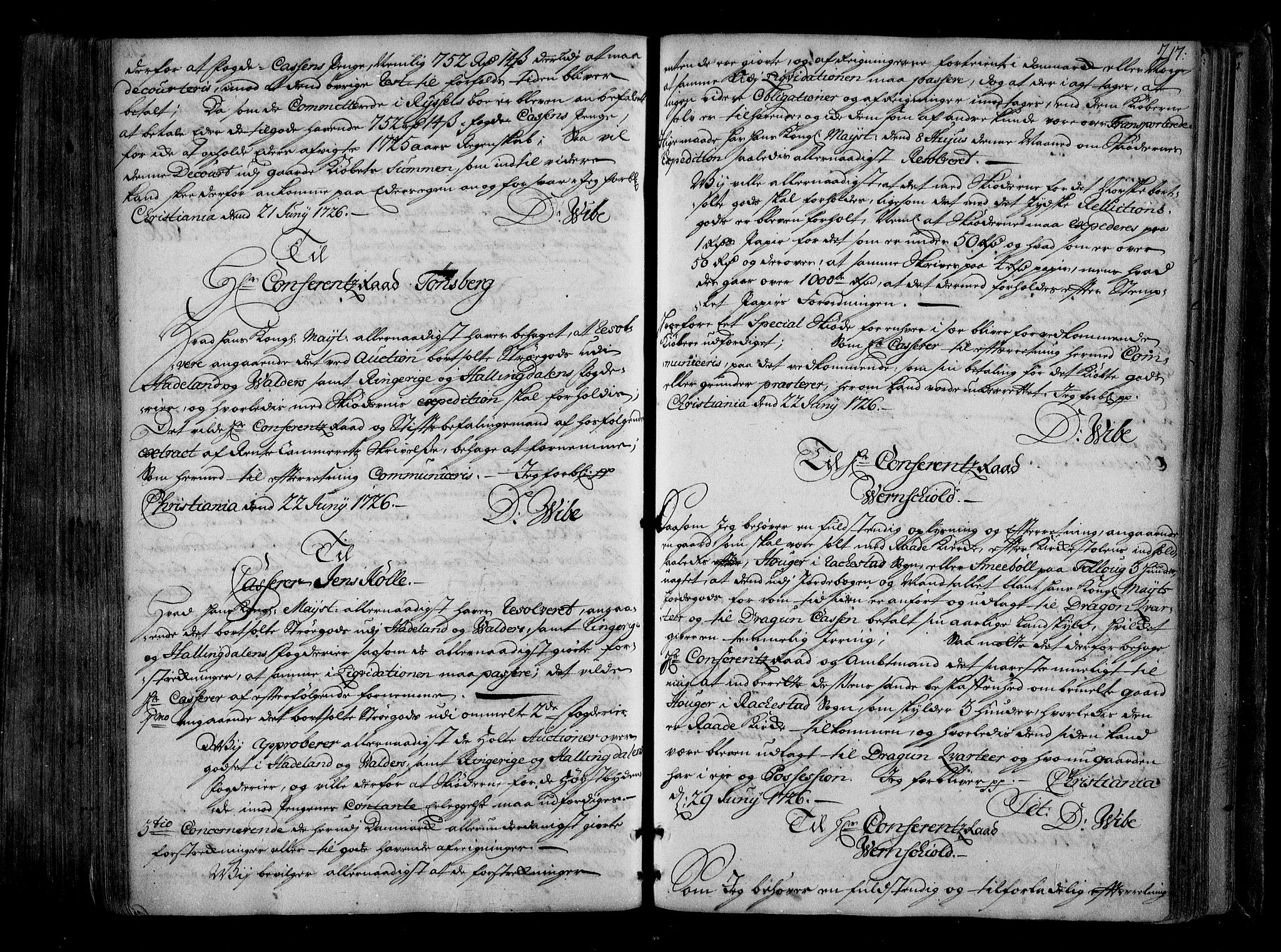 Stattholderembetet 1572-1771, AV/RA-EA-2870/Be/L0006: Ordreprotokoll, 1722-1726, s. 216b-217a