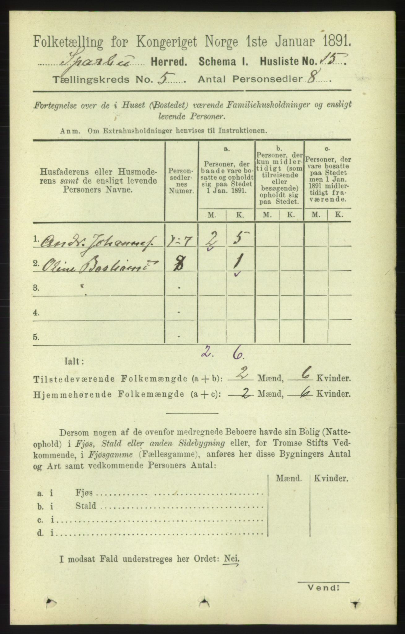 RA, Folketelling 1891 for 1731 Sparbu herred, 1891, s. 1595