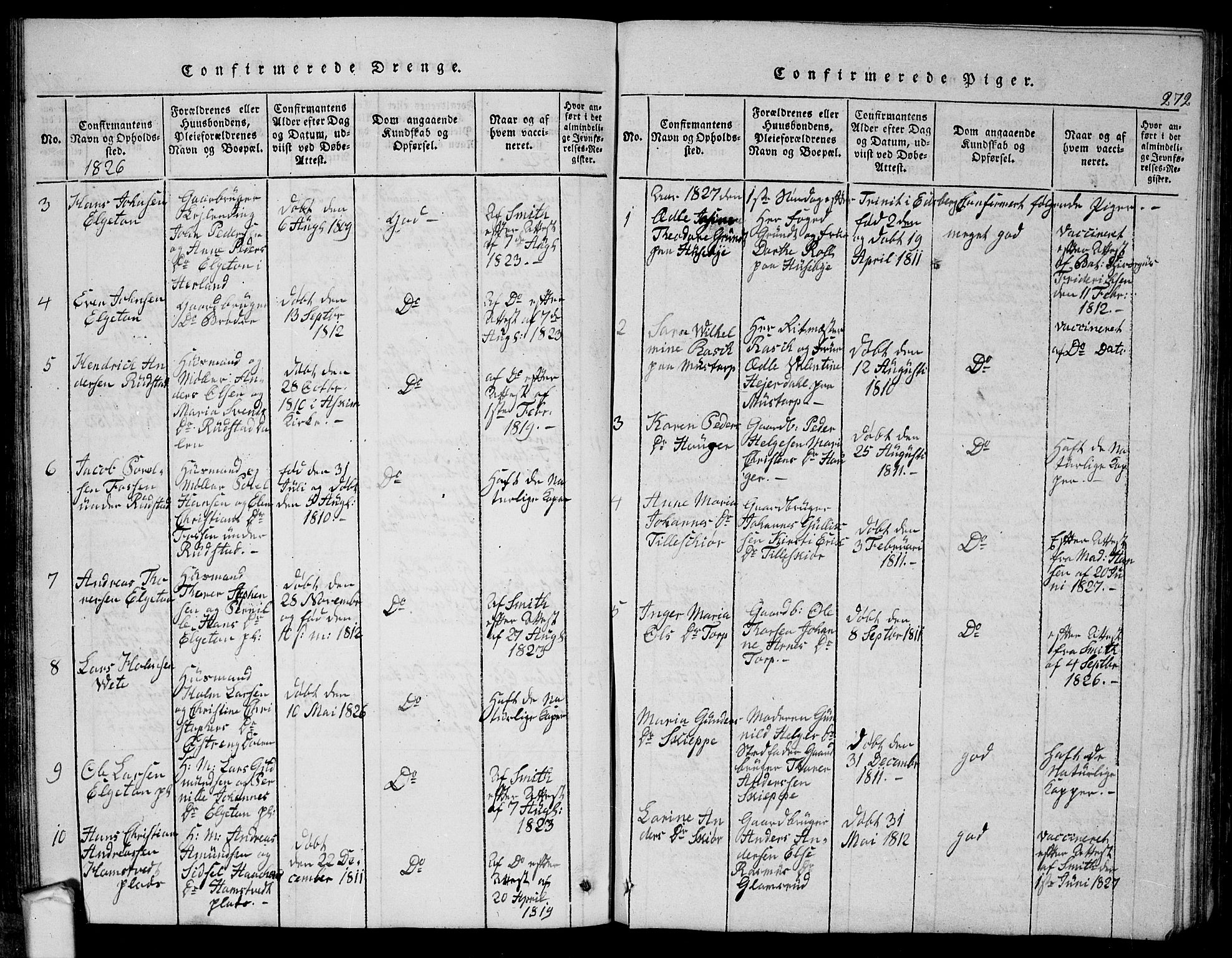 Eidsberg prestekontor Kirkebøker, SAO/A-10905/G/Ga/L0001: Klokkerbok nr. I 1, 1814-1831, s. 272