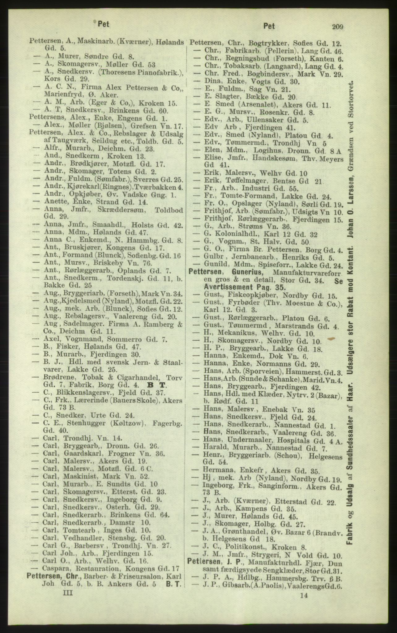 Kristiania/Oslo adressebok, PUBL/-, 1884, s. 209