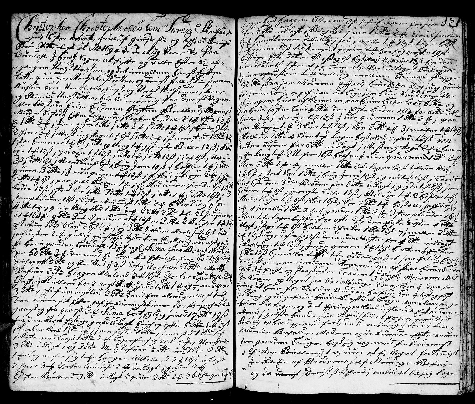 Lister sorenskriveri, AV/SAK-1221-0003/H/Hc/L0006: Skifteprotokoll nr 6 med register, 1693-1695, s. 120b-121a