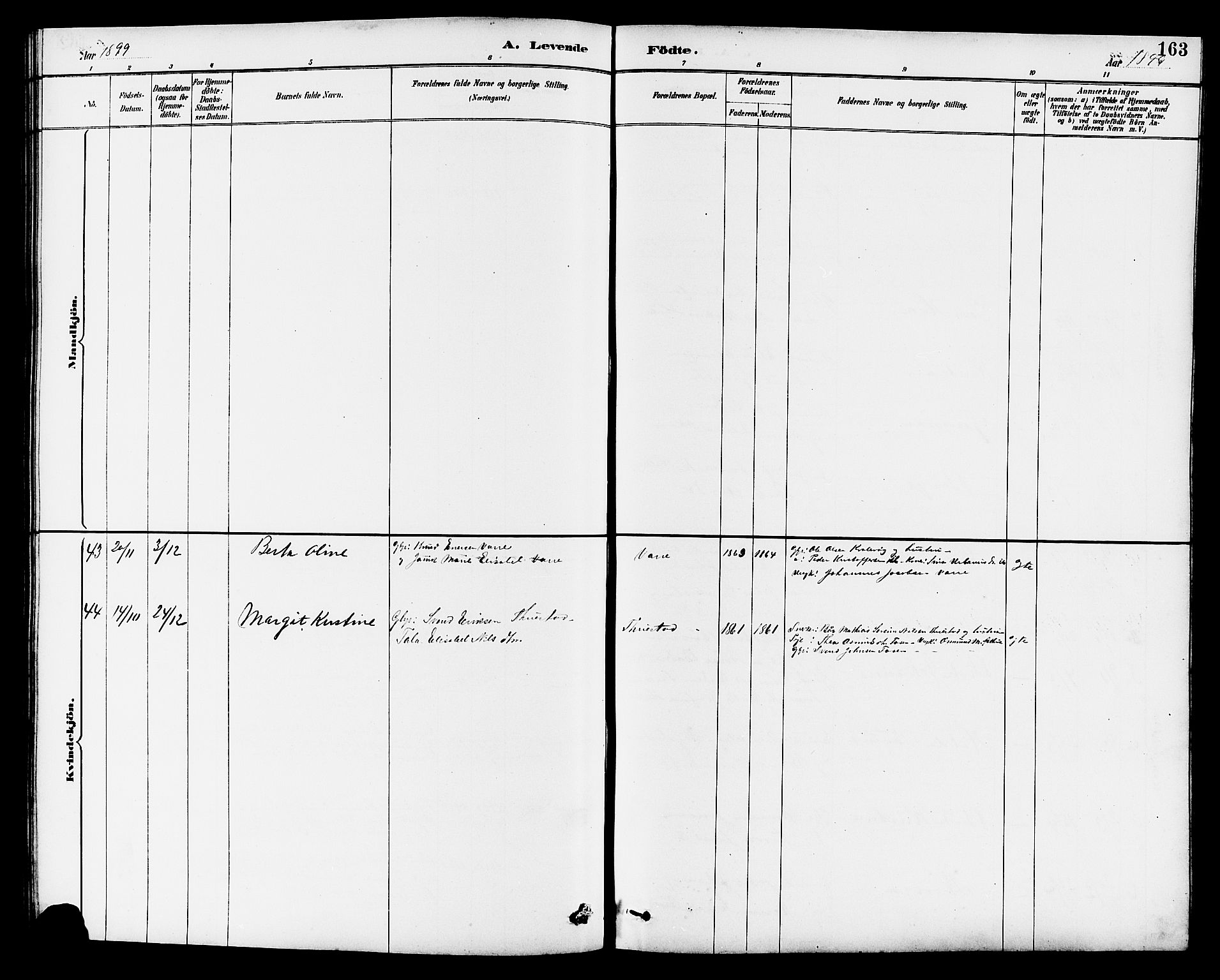 Avaldsnes sokneprestkontor, SAST/A -101851/H/Ha/Hab/L0007: Klokkerbok nr. B 7, 1885-1909, s. 163