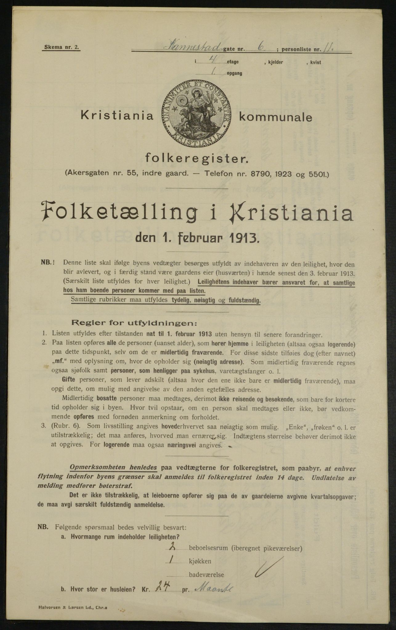 OBA, Kommunal folketelling 1.2.1913 for Kristiania, 1913, s. 69094