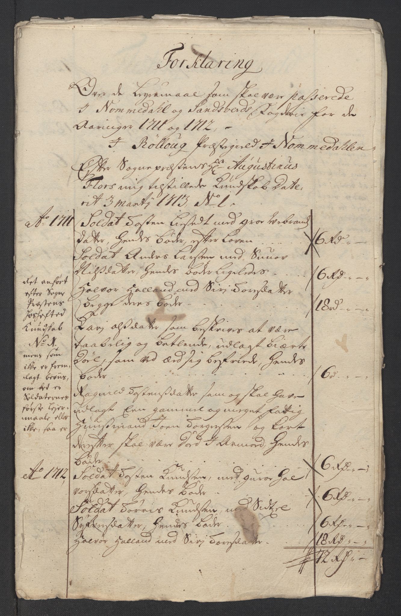 Rentekammeret inntil 1814, Reviderte regnskaper, Fogderegnskap, AV/RA-EA-4092/R24/L1587: Fogderegnskap Numedal og Sandsvær, 1712, s. 266