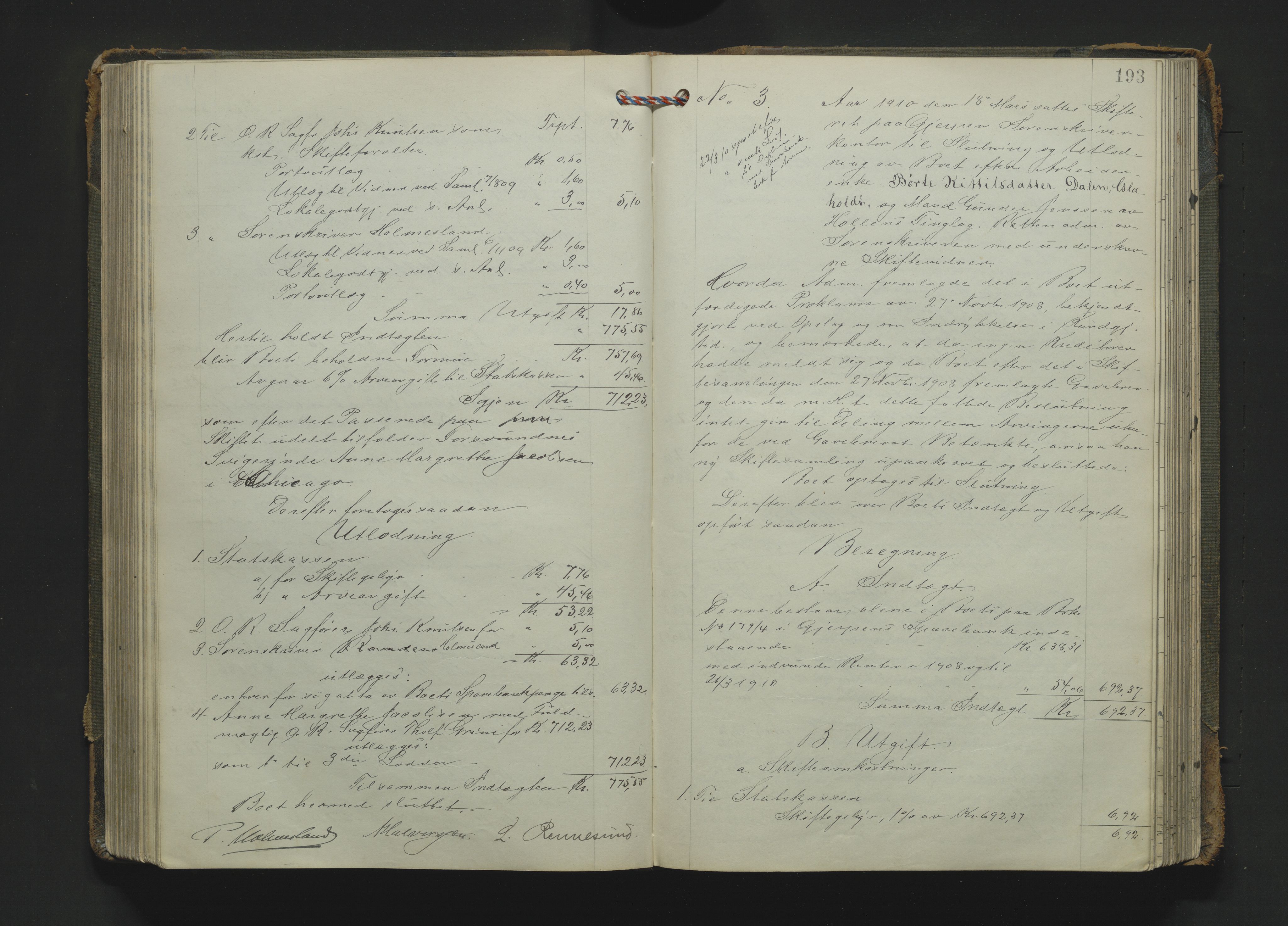 Gjerpen sorenskriveri, SAKO/A-216/H/Hb/Hbc/Hbca/L0004: Skifteutlodningsprotokoll, Sorenskriveriet, 1904-1916, s. 192b-193a