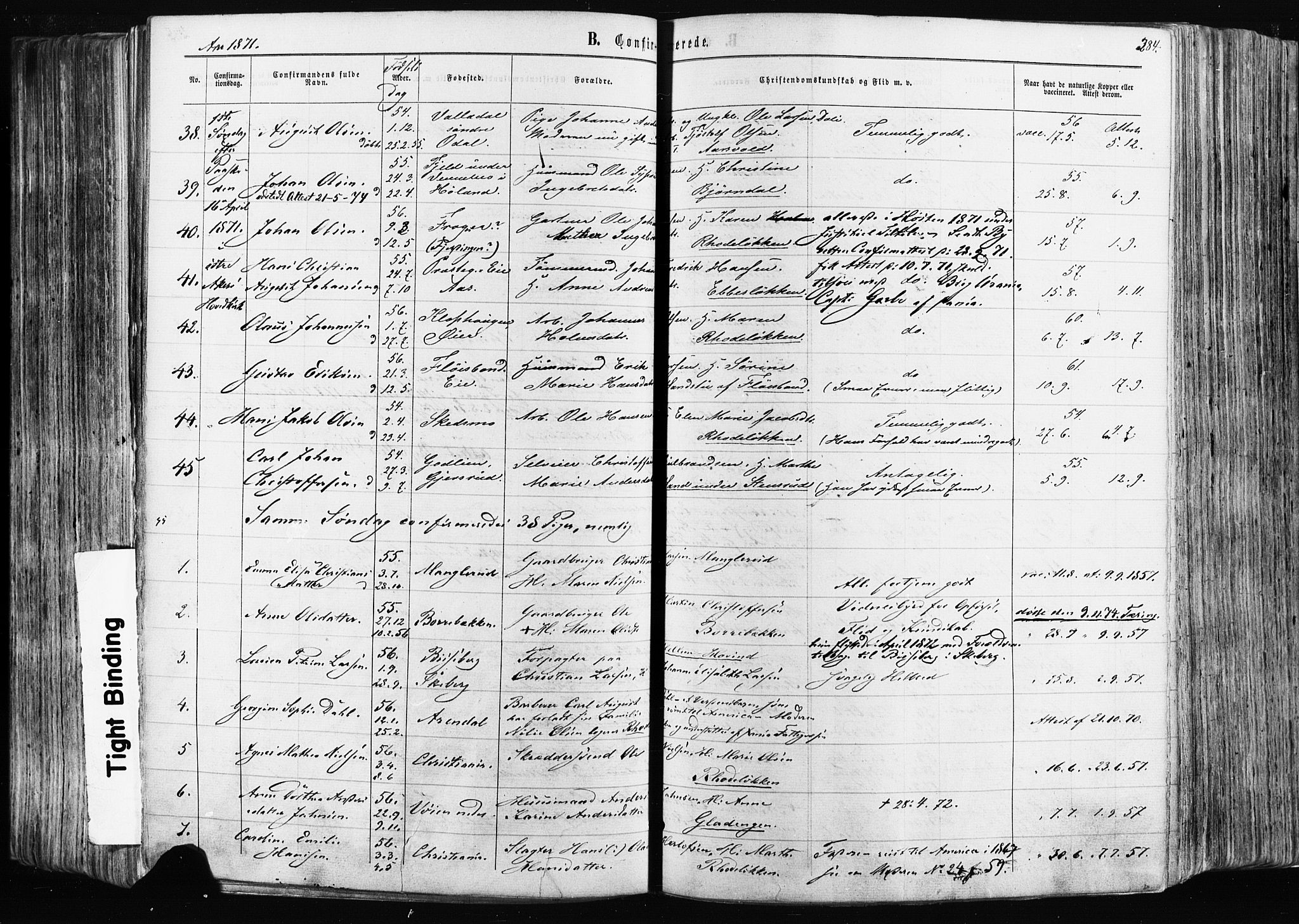 Østre Aker prestekontor Kirkebøker, AV/SAO-A-10840/F/Fa/L0003: Ministerialbok nr. I 3, 1869-1875, s. 284