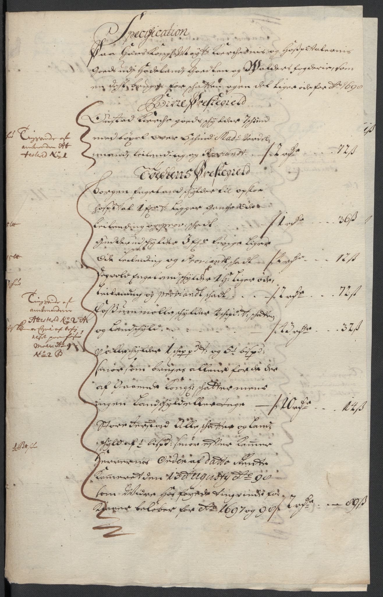 Rentekammeret inntil 1814, Reviderte regnskaper, Fogderegnskap, RA/EA-4092/R18/L1296: Fogderegnskap Hadeland, Toten og Valdres, 1698, s. 227