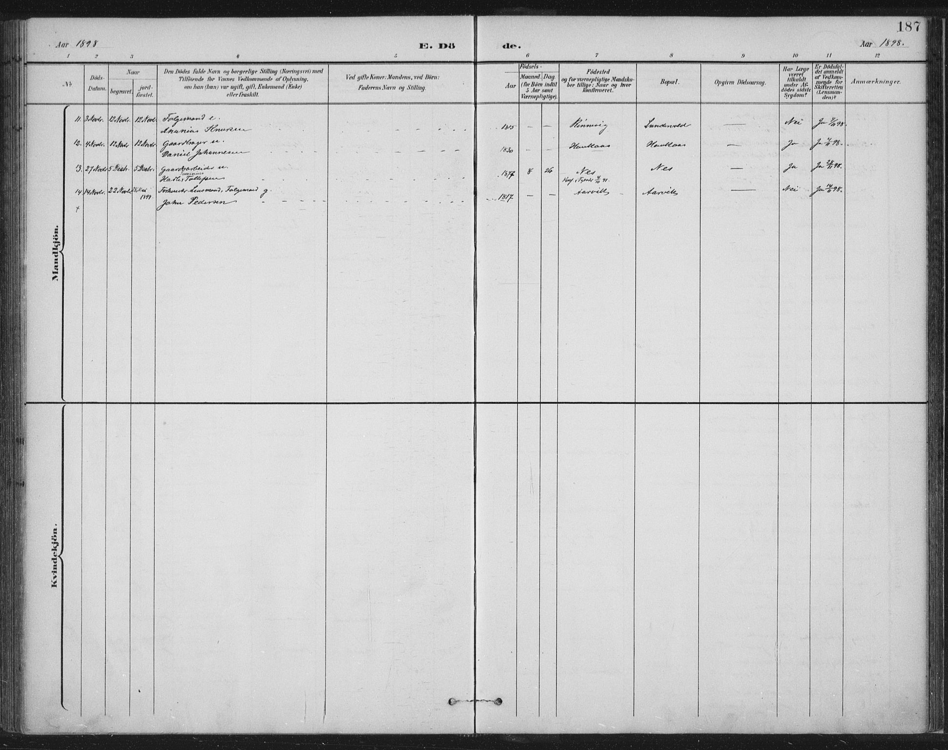 Tysvær sokneprestkontor, SAST/A -101864/H/Ha/Haa/L0008: Ministerialbok nr. A 8, 1897-1918, s. 187