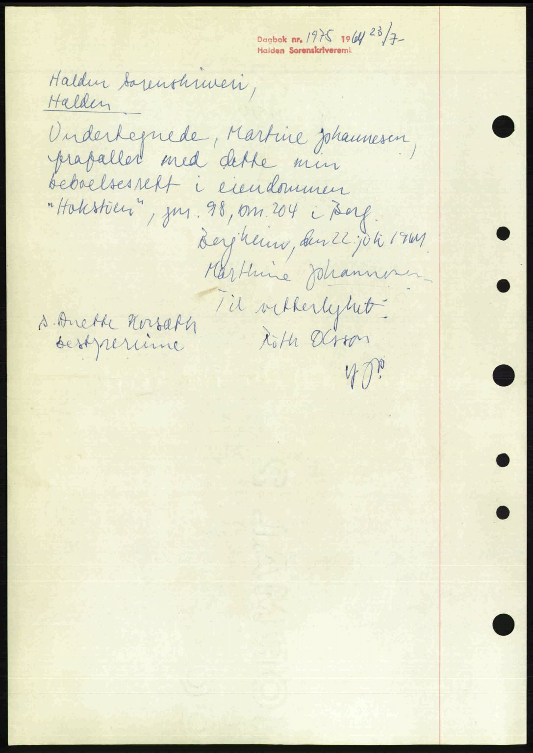 Idd og Marker sorenskriveri, SAO/A-10283/G/Gb/Gbb/L0009: Pantebok nr. A9, 1946-1947, Dagboknr: 1975/1964