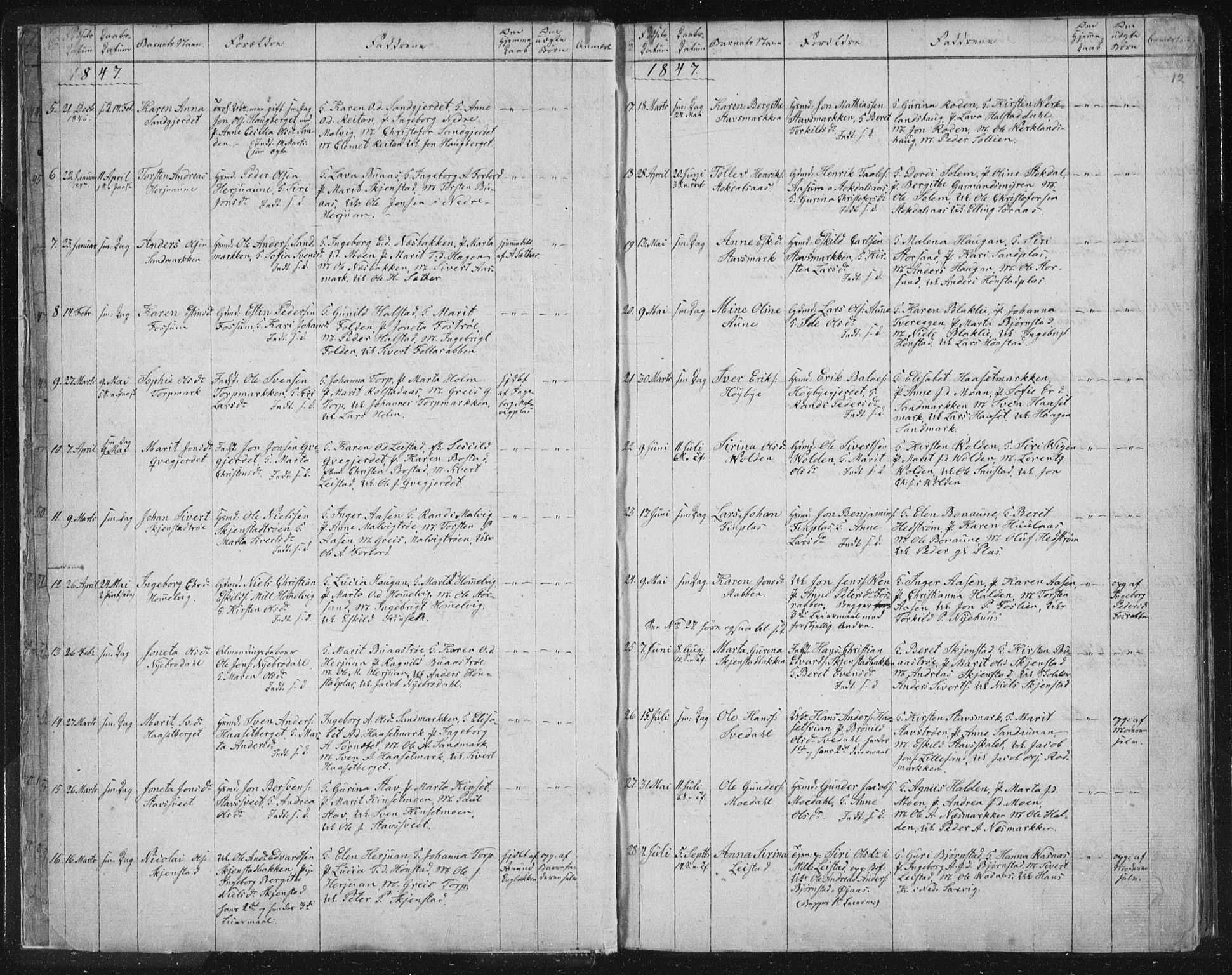 Ministerialprotokoller, klokkerbøker og fødselsregistre - Sør-Trøndelag, SAT/A-1456/616/L0406: Ministerialbok nr. 616A03, 1843-1879, s. 12