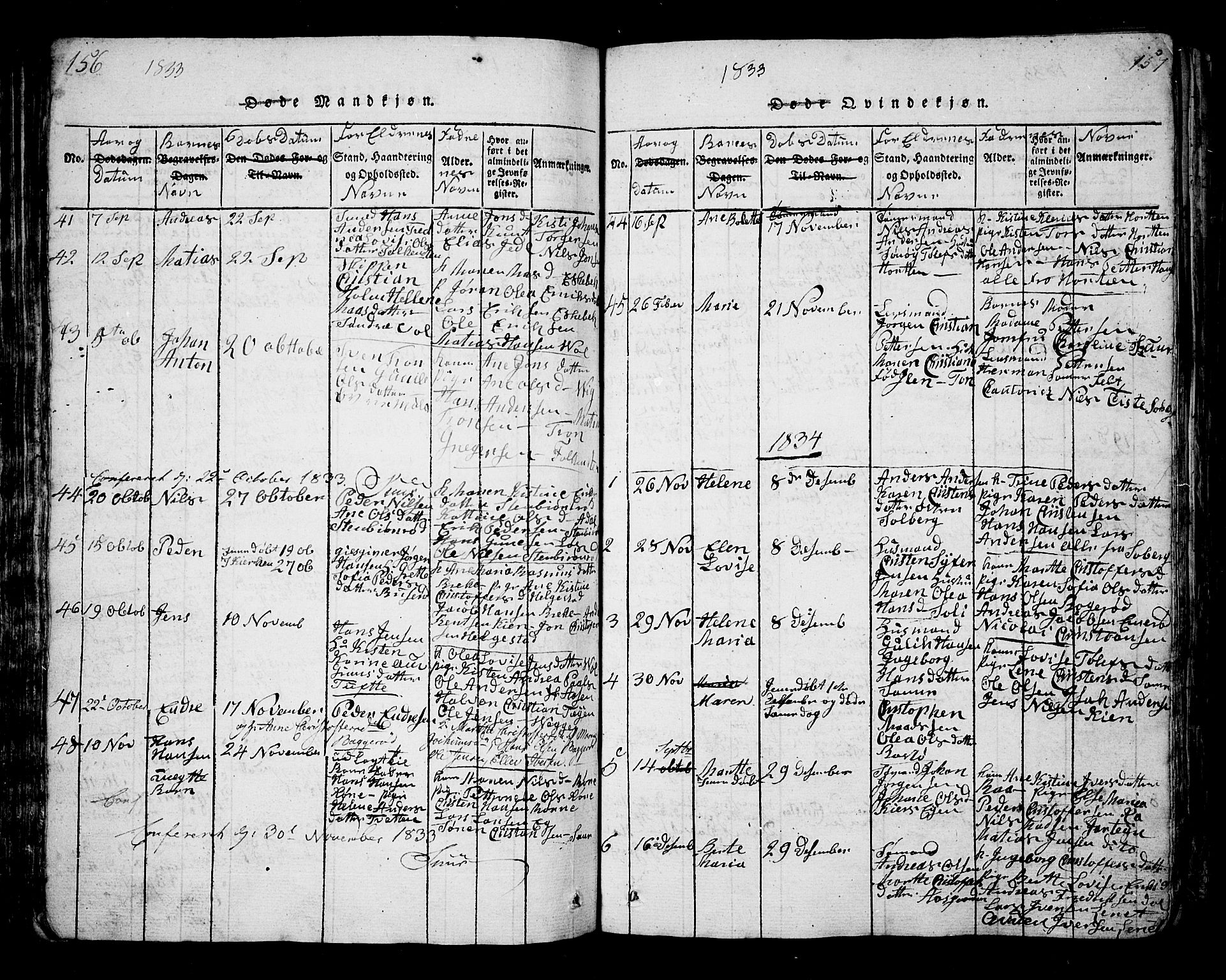 Borre kirkebøker, AV/SAKO-A-338/G/Ga/L0001: Klokkerbok nr. I 1, 1815-1851, s. 156-157
