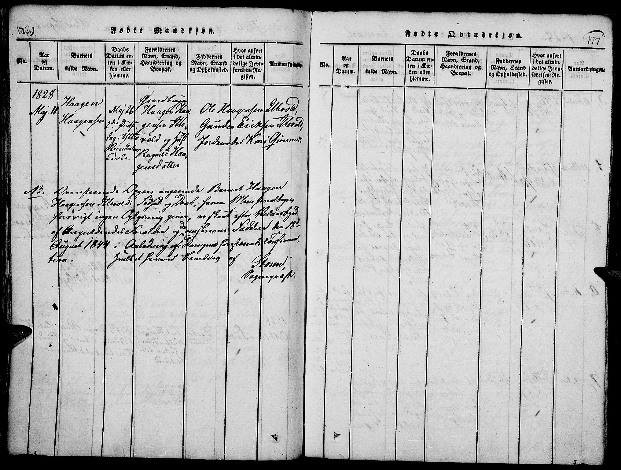 Rendalen prestekontor, AV/SAH-PREST-054/H/Ha/Haa/L0003: Ministerialbok nr. 3, 1815-1829, s. 176-177