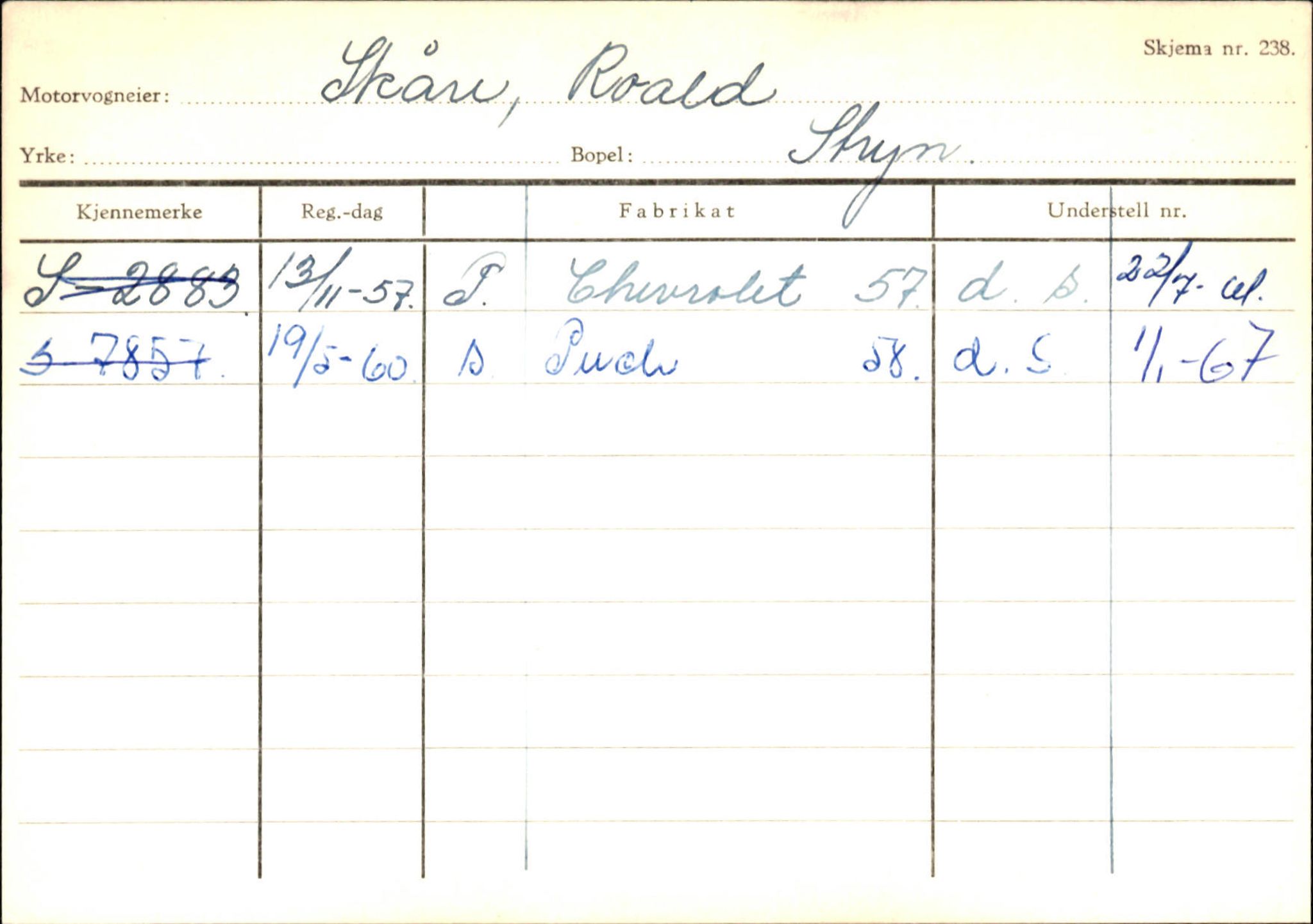 Statens vegvesen, Sogn og Fjordane vegkontor, SAB/A-5301/4/F/L0131: Eigarregister Høyanger P-Å. Stryn S-Å, 1945-1975, s. 1388