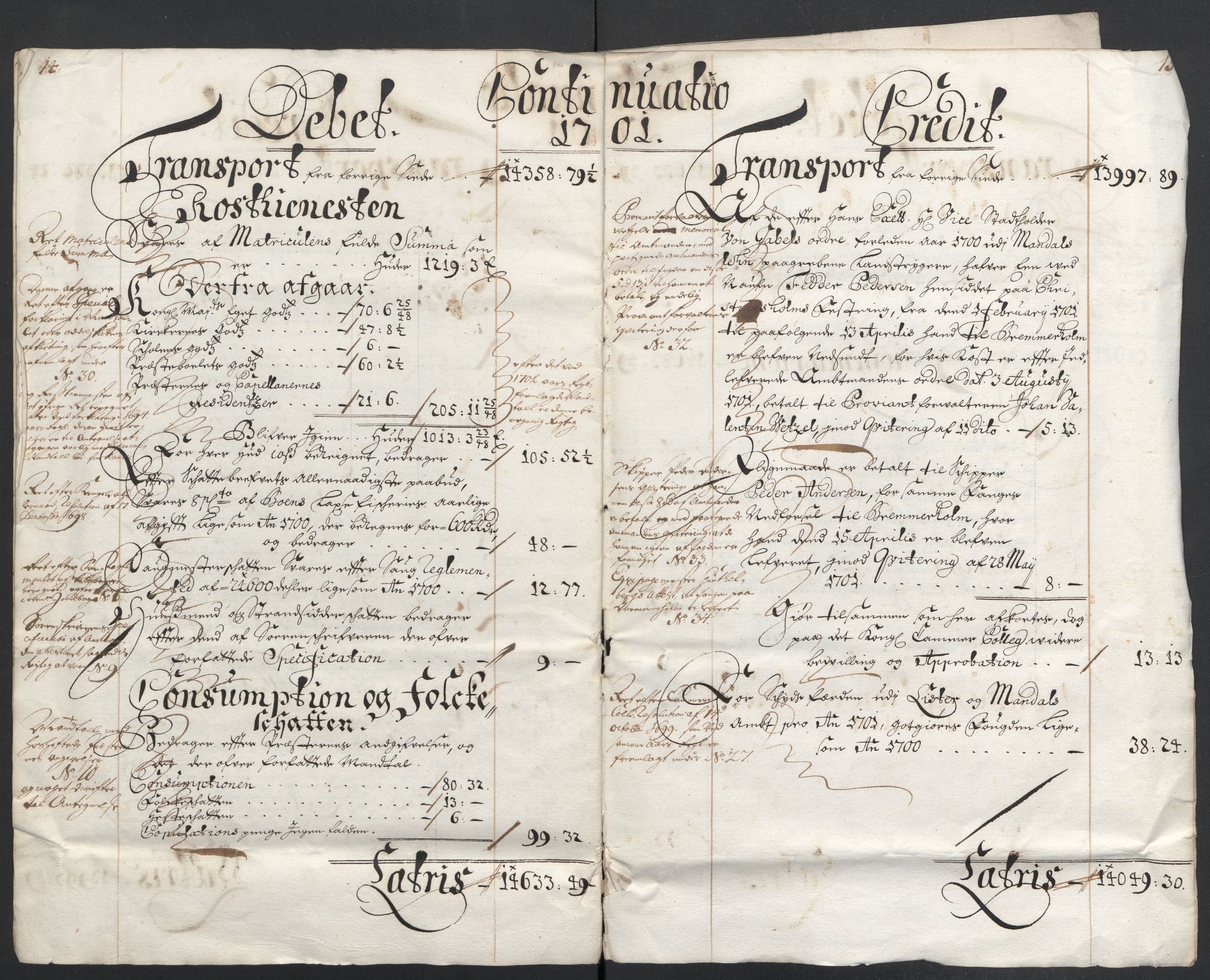 Rentekammeret inntil 1814, Reviderte regnskaper, Fogderegnskap, AV/RA-EA-4092/R43/L2549: Fogderegnskap Lista og Mandal, 1701-1702, s. 10