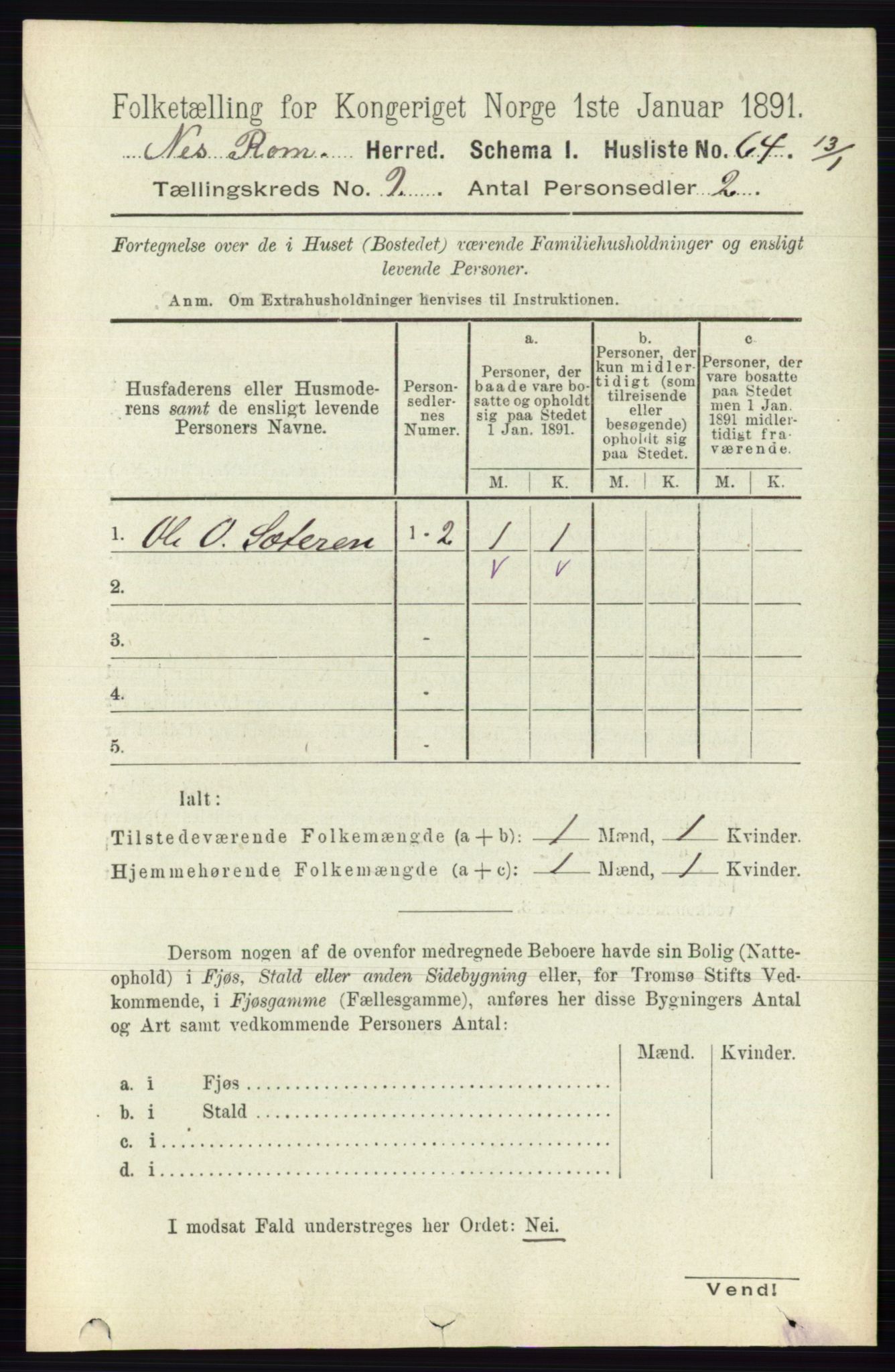 RA, Folketelling 1891 for 0236 Nes herred, 1891, s. 5250