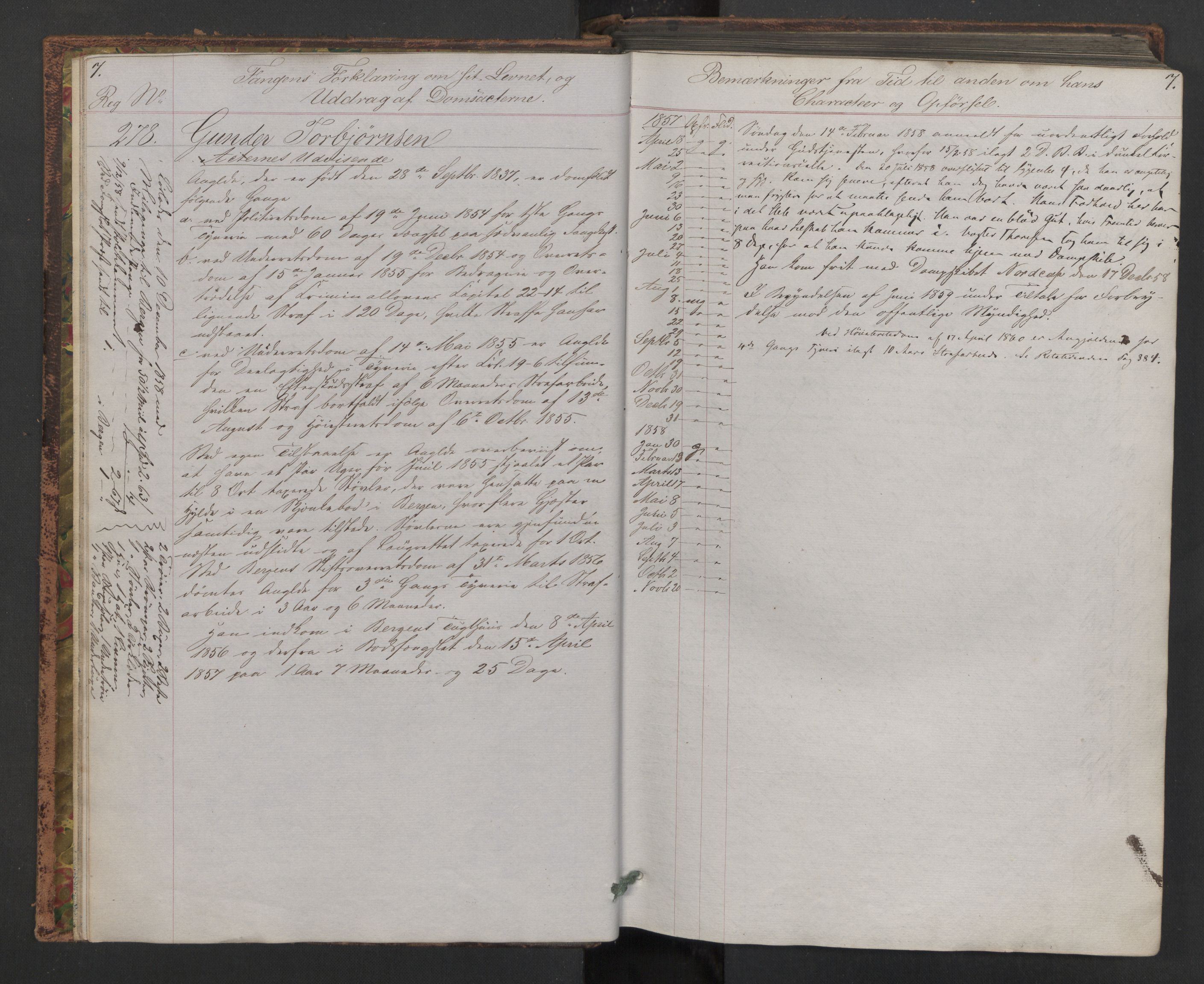 Botsfengslet, AV/RA-S-1539/D/Db/Dbb/L0005: 272b - 613b, 1857-1858, s. 7