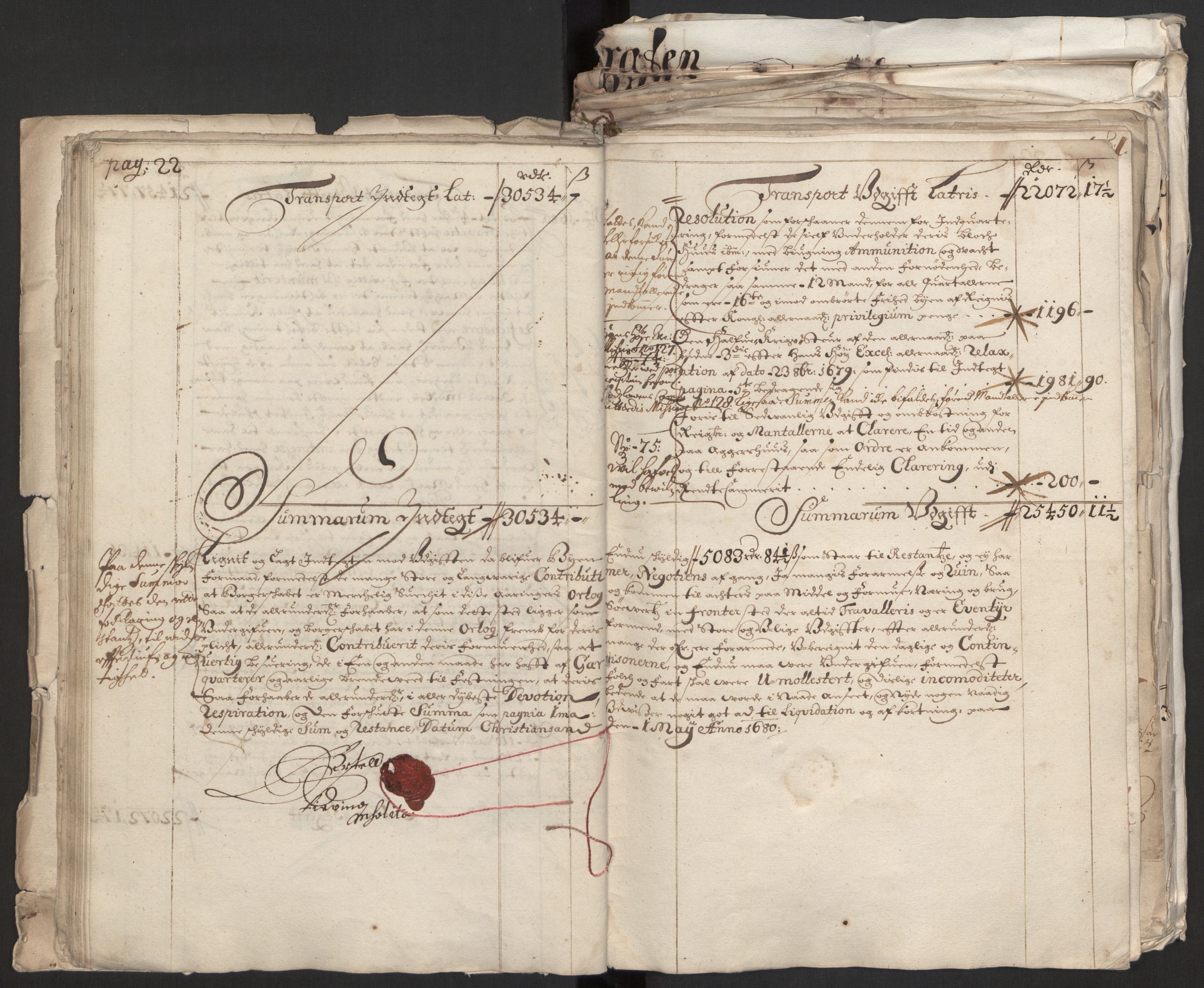 Rentekammeret inntil 1814, Reviderte regnskaper, Byregnskaper, AV/RA-EA-4066/R/Rm/L0258: [M1] Kontribusjonsregnskap, 1664-1700, s. 34