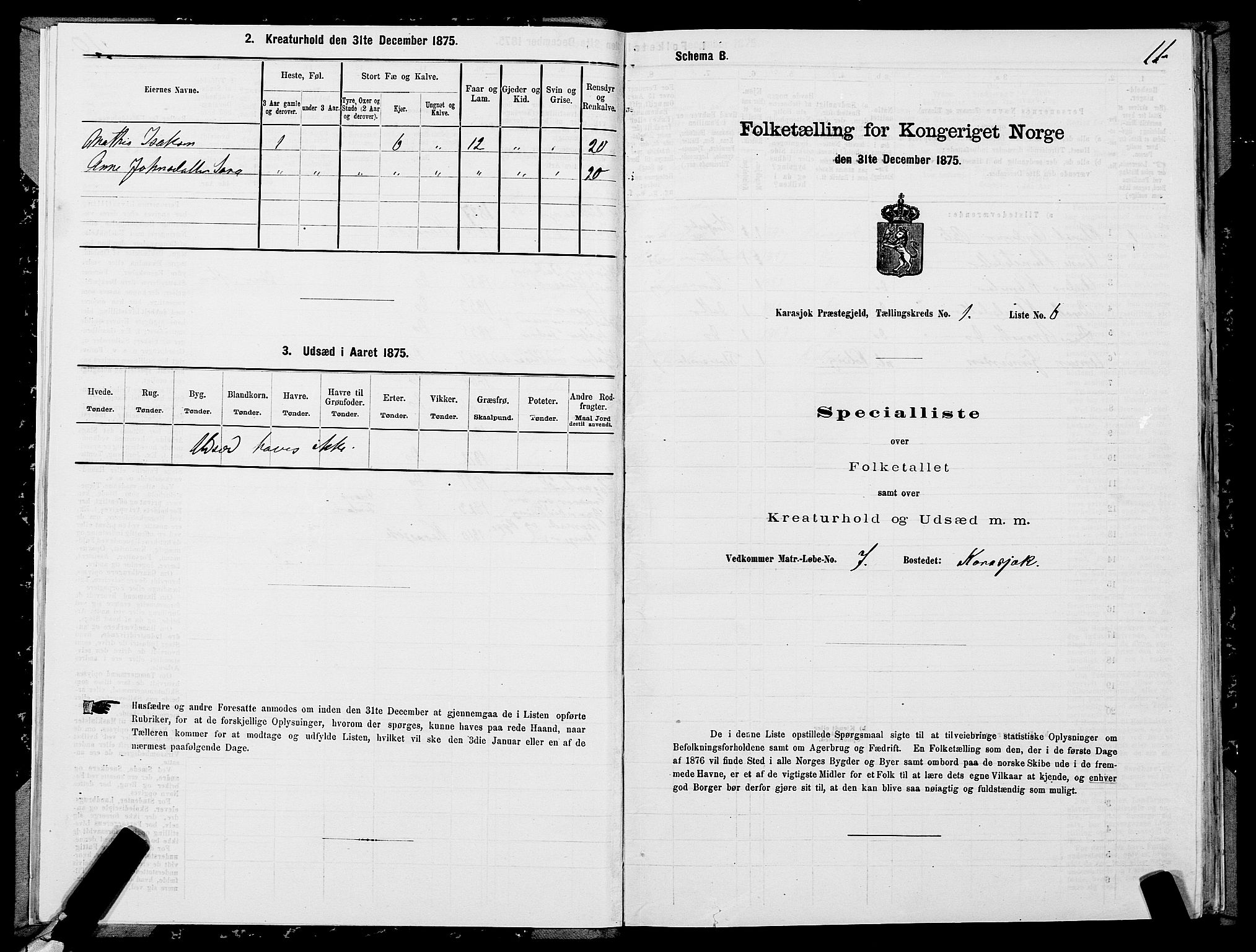 SATØ, Folketelling 1875 for 2021P Karasjok prestegjeld, 1875, s. 1011