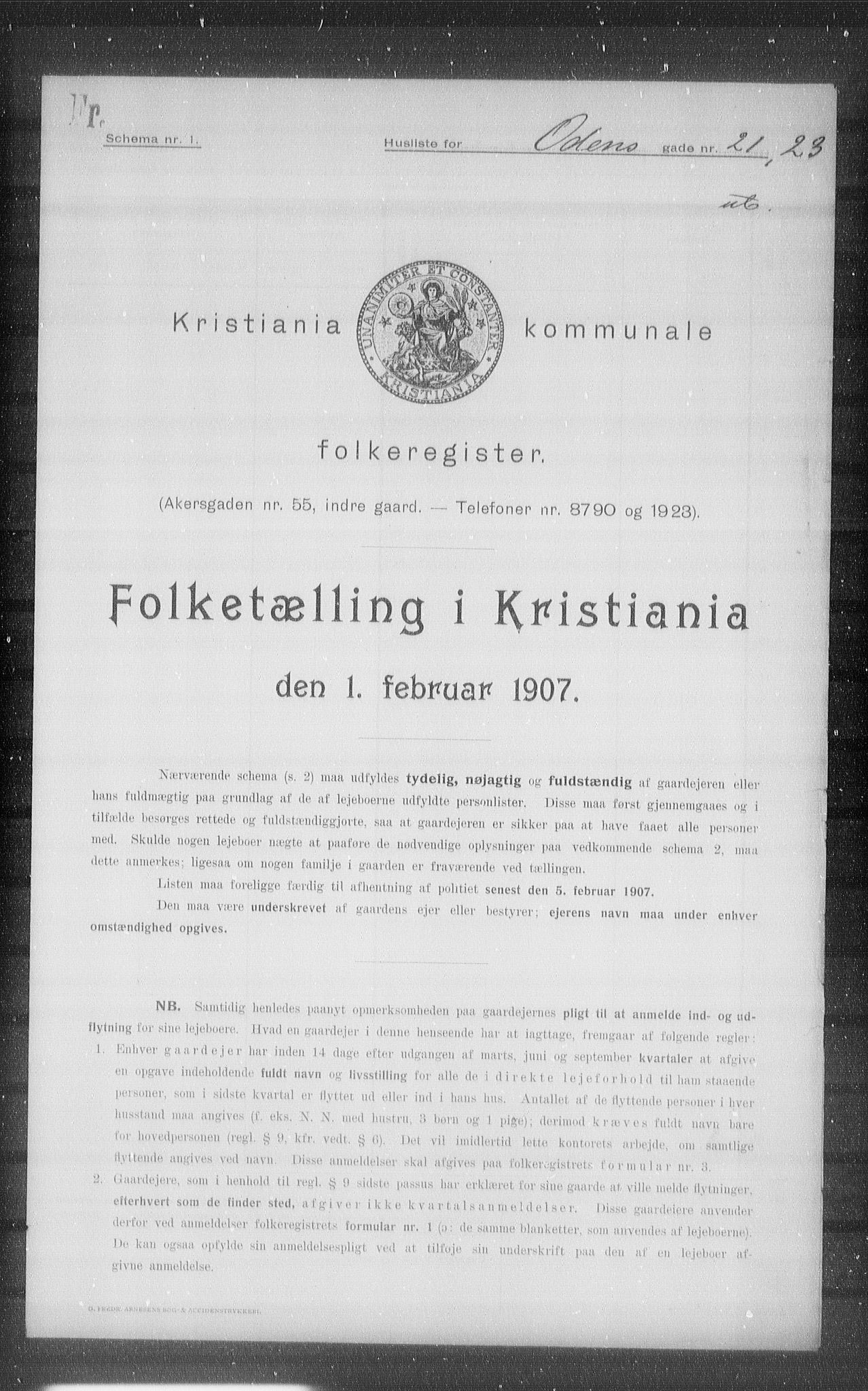 OBA, Kommunal folketelling 1.2.1907 for Kristiania kjøpstad, 1907, s. 38439