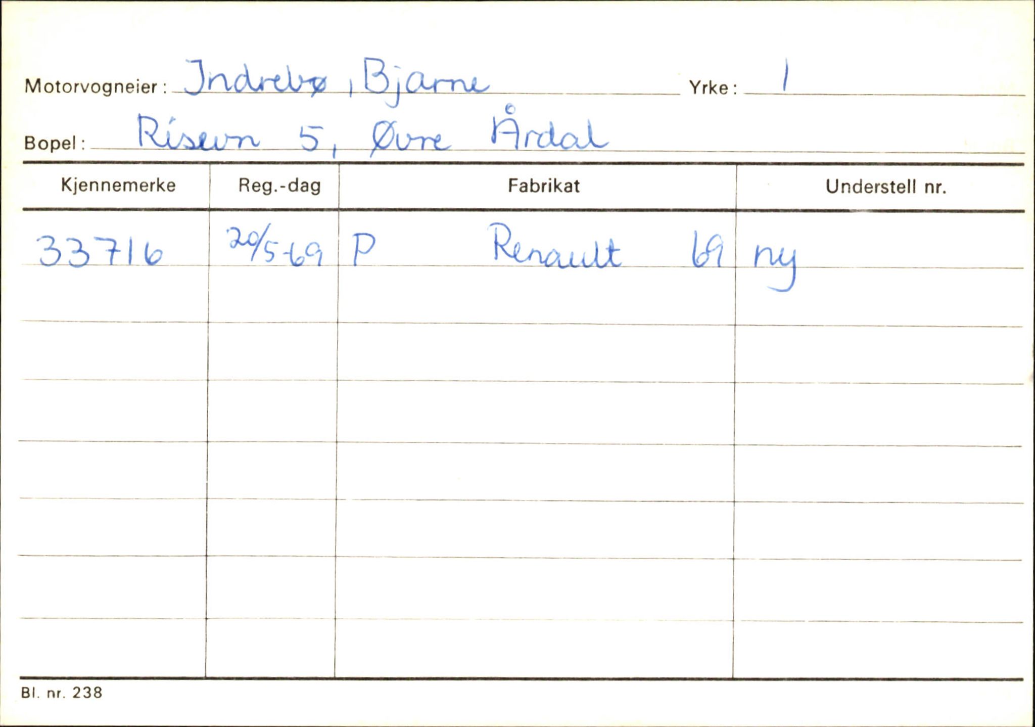 Statens vegvesen, Sogn og Fjordane vegkontor, AV/SAB-A-5301/4/F/L0145: Registerkort Vågsøy S-Å. Årdal I-P, 1945-1975, s. 862