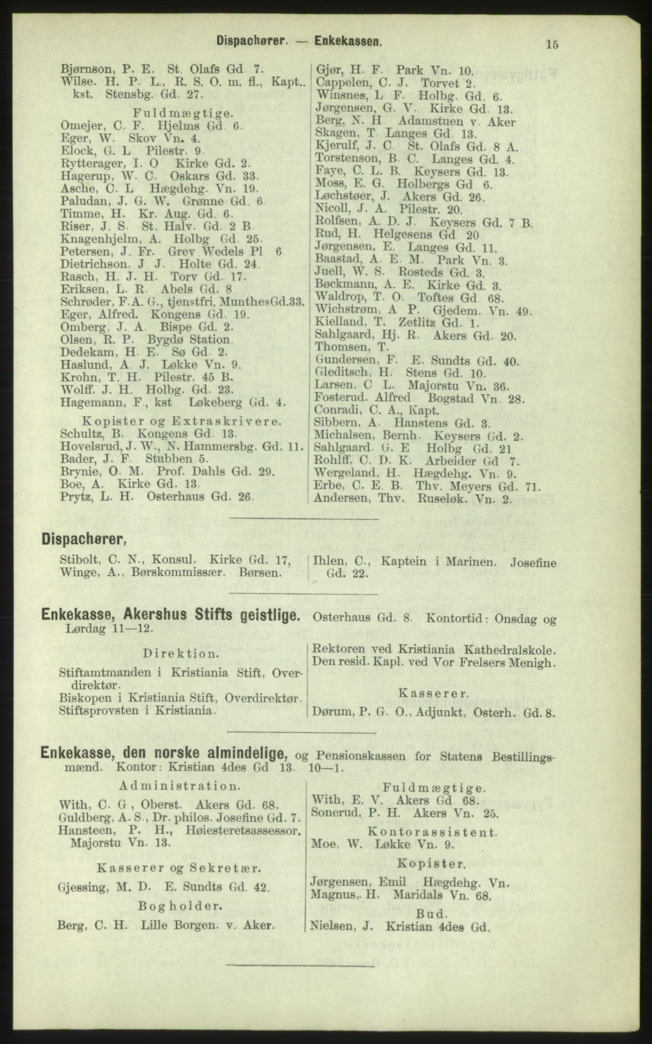 Kristiania/Oslo adressebok, PUBL/-, 1884, s. 15