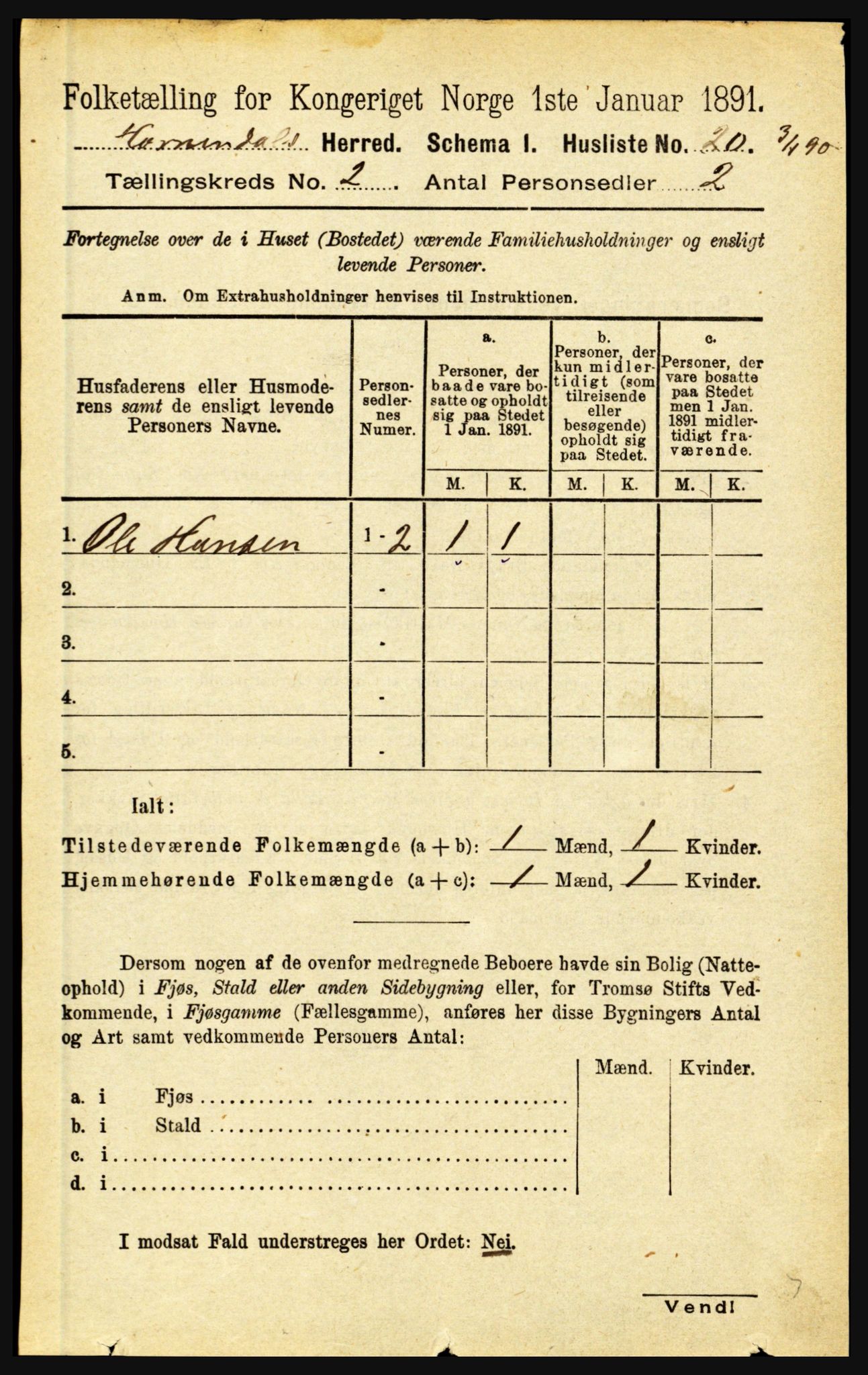 RA, Folketelling 1891 for 1444 Hornindal herred, 1891, s. 318